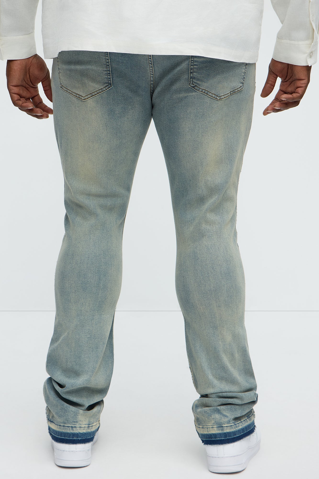Stacked Skinny Flare On My Bling Distressed Jeans - Medium Blue Wash