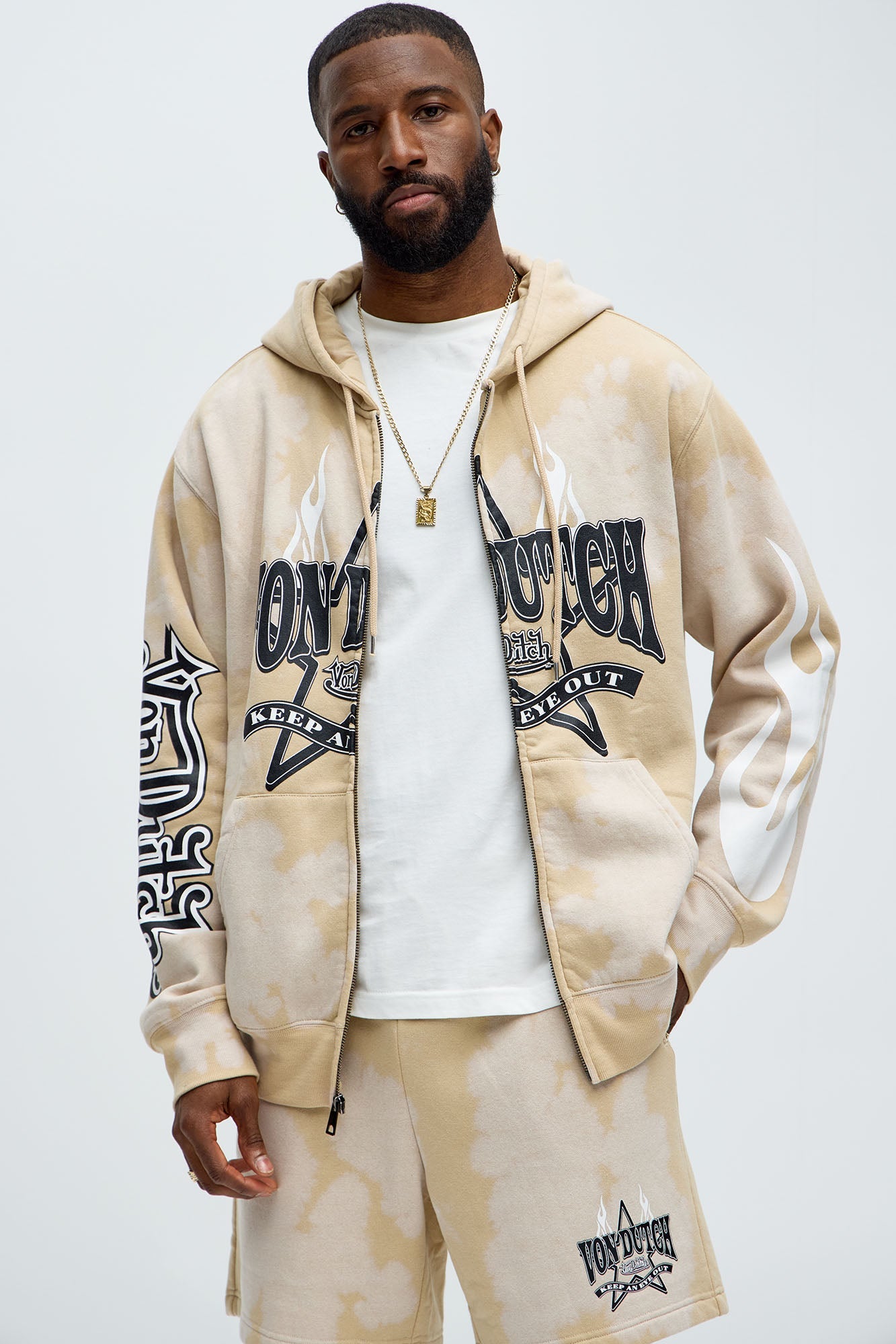 Von Dutch Star Zip Hoodie - Cream