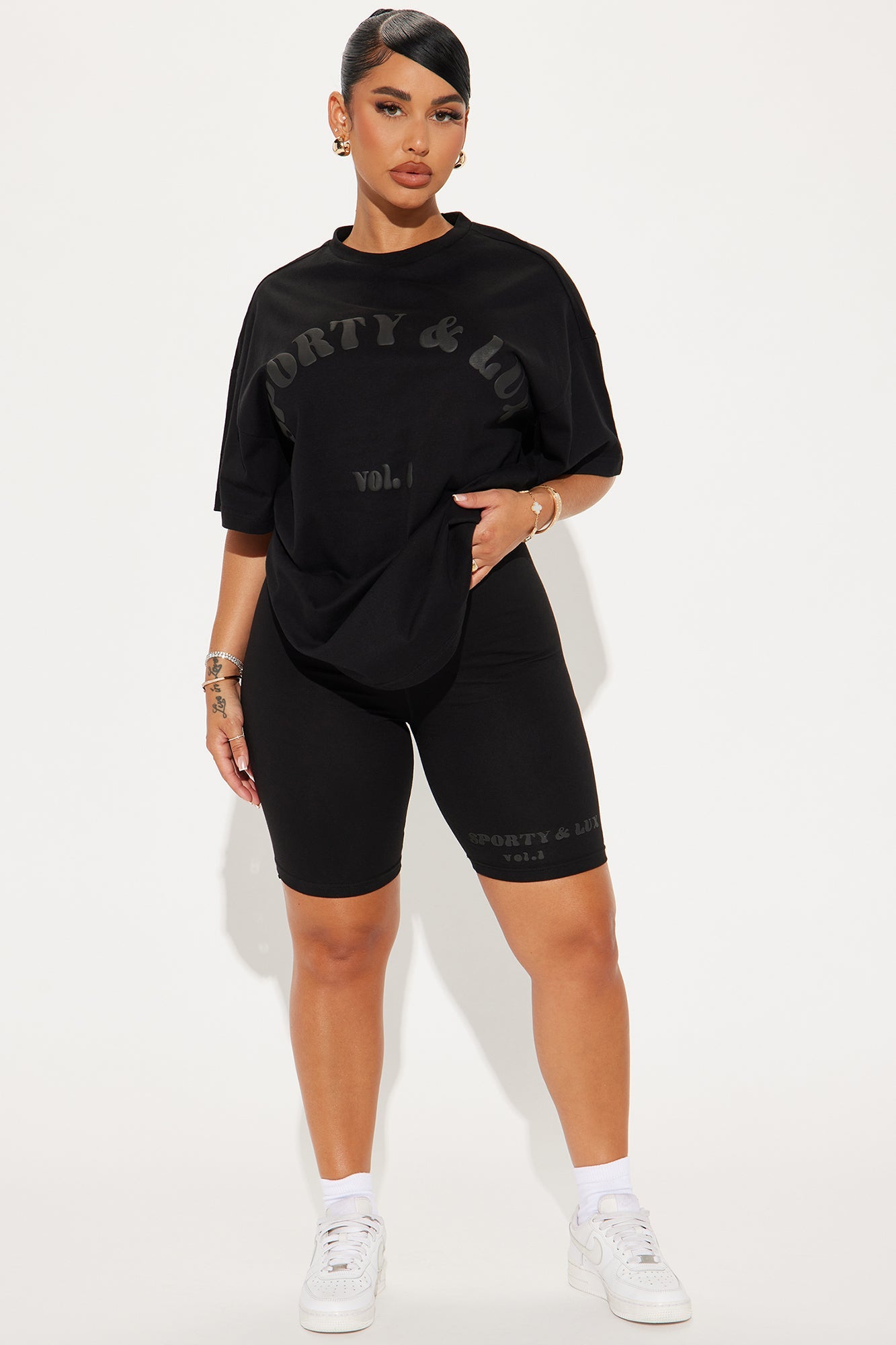 Sporty & Lux Biker Short Set - Black