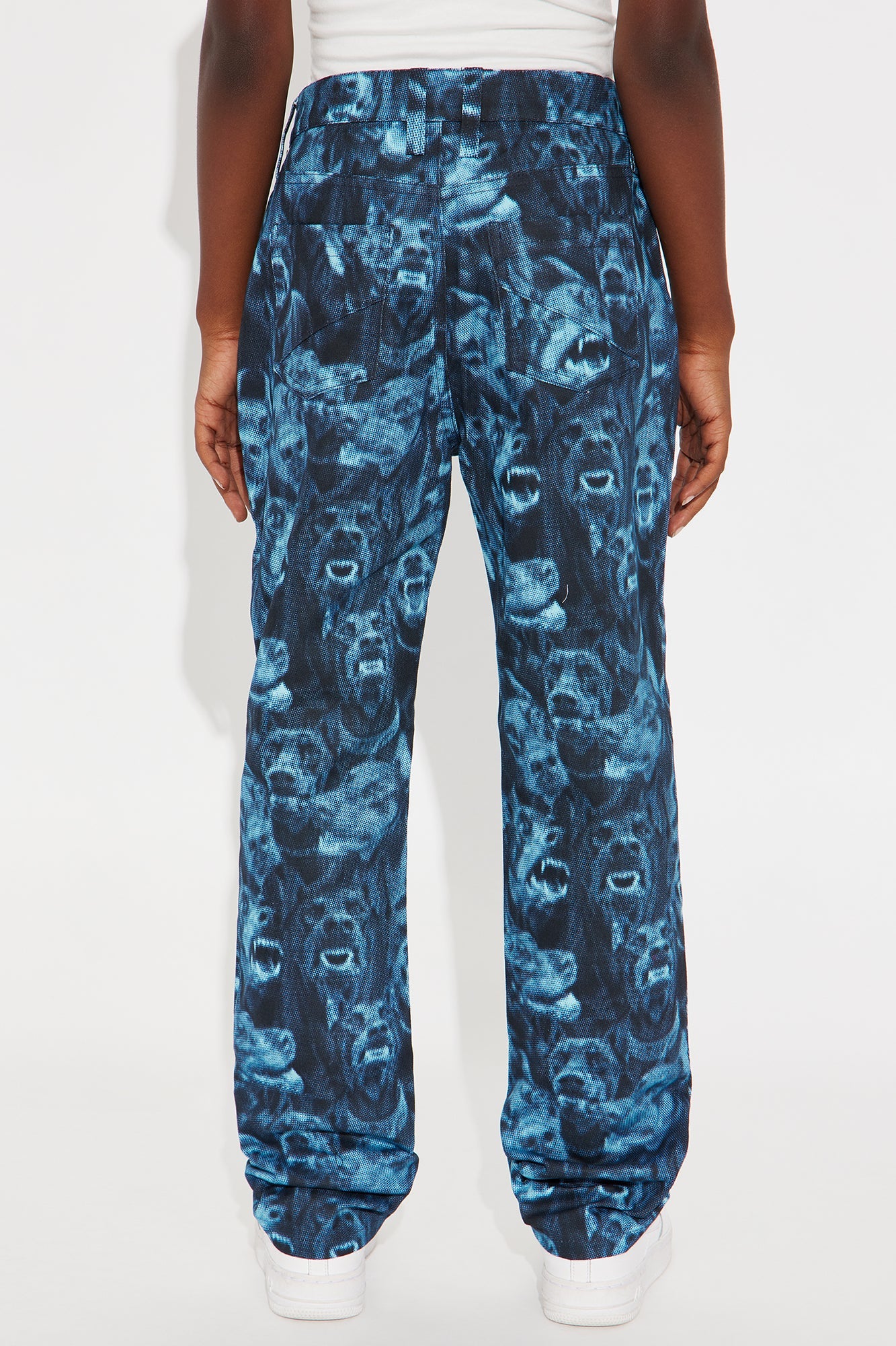 Mini Straight Doberman Printed Pants - Blue/combo