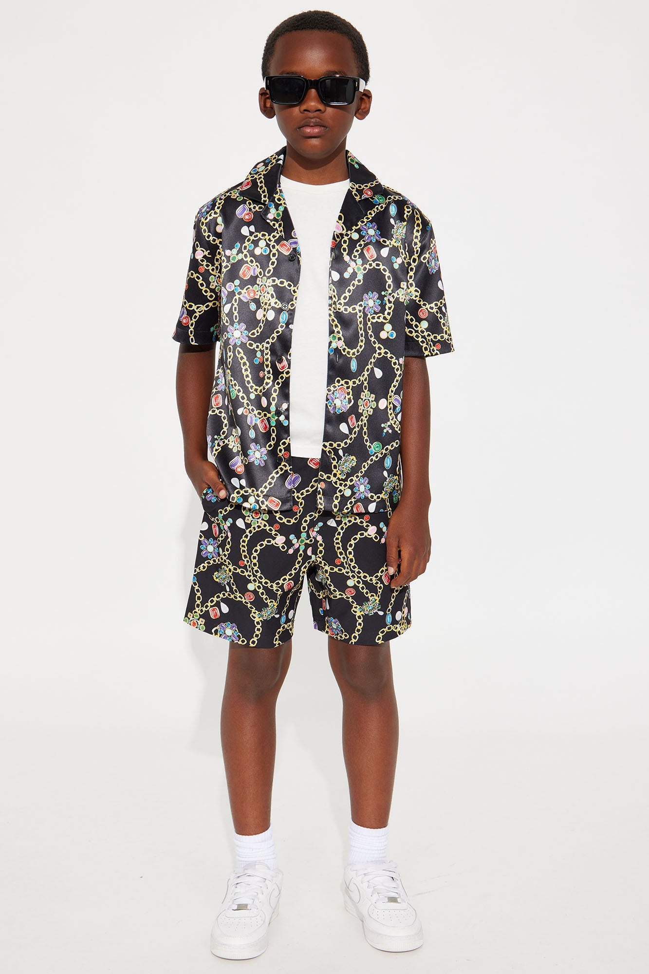 Mini Tidal Jewels Printed Swim Trunk - Black/combo