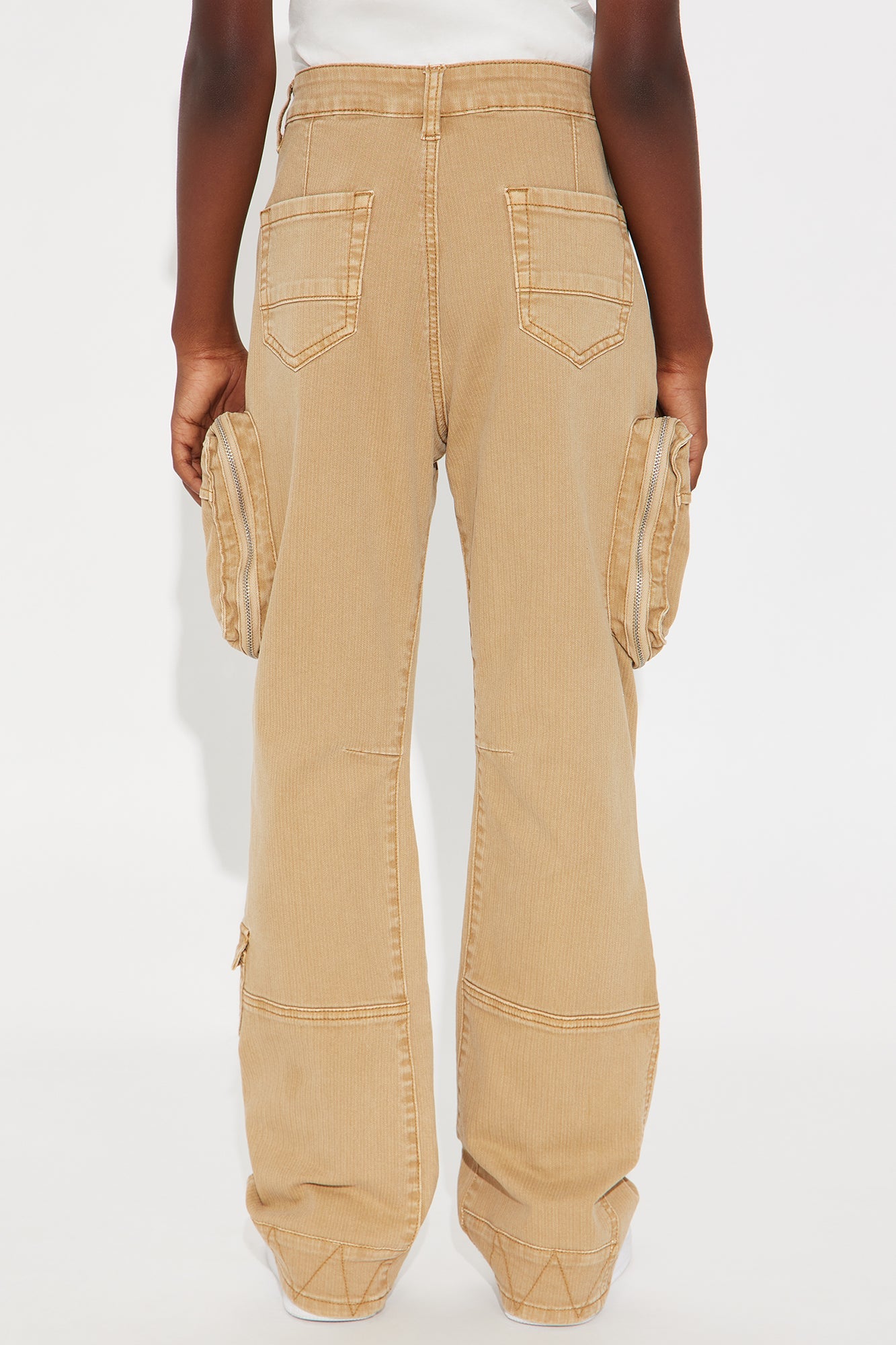 Mini Aaron Stacked Flare Cargo Pants - Khaki