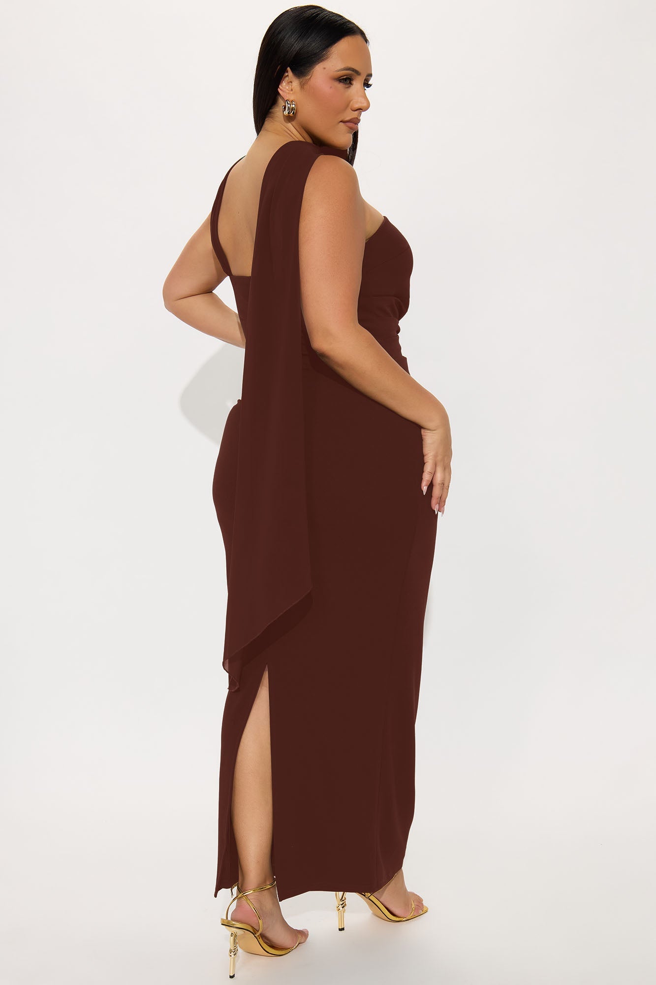 Luna Scarf Wrap Maxi Dress - Brown