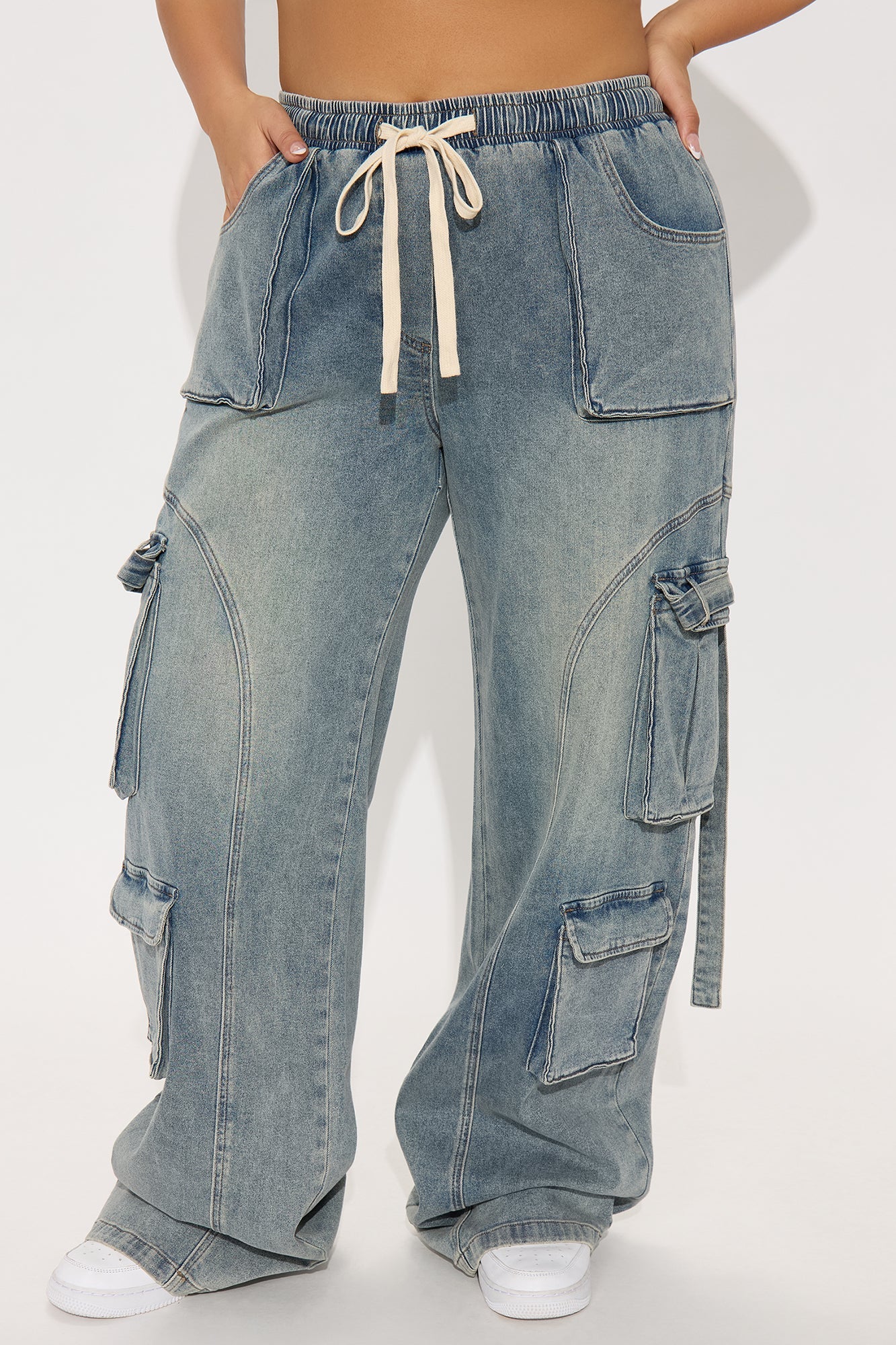 Tall Met My Match Baggy Cargo Jeans - Vintage Wash