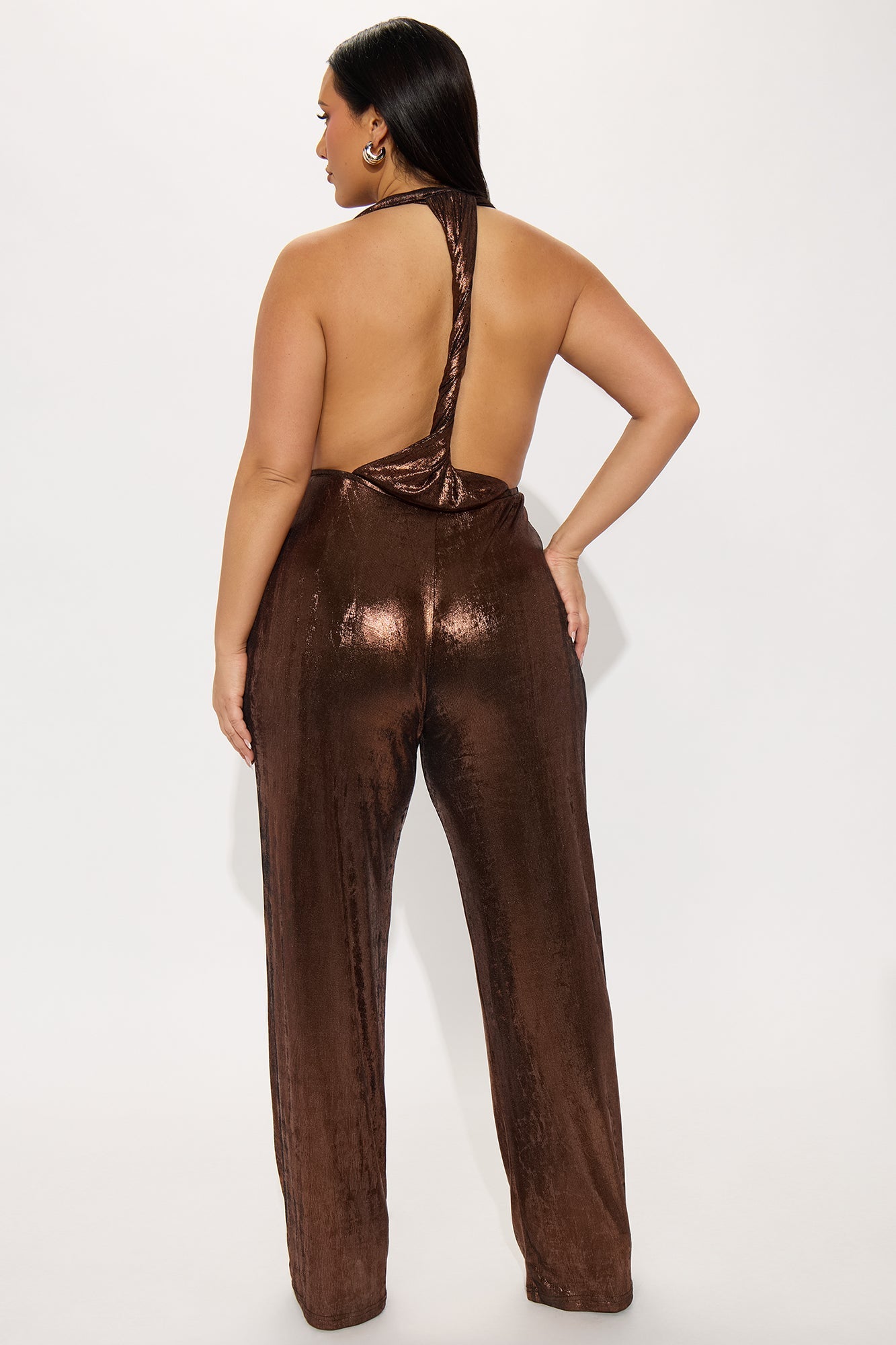 Vereena Metallic Slinky Jumpsuit - Bronze