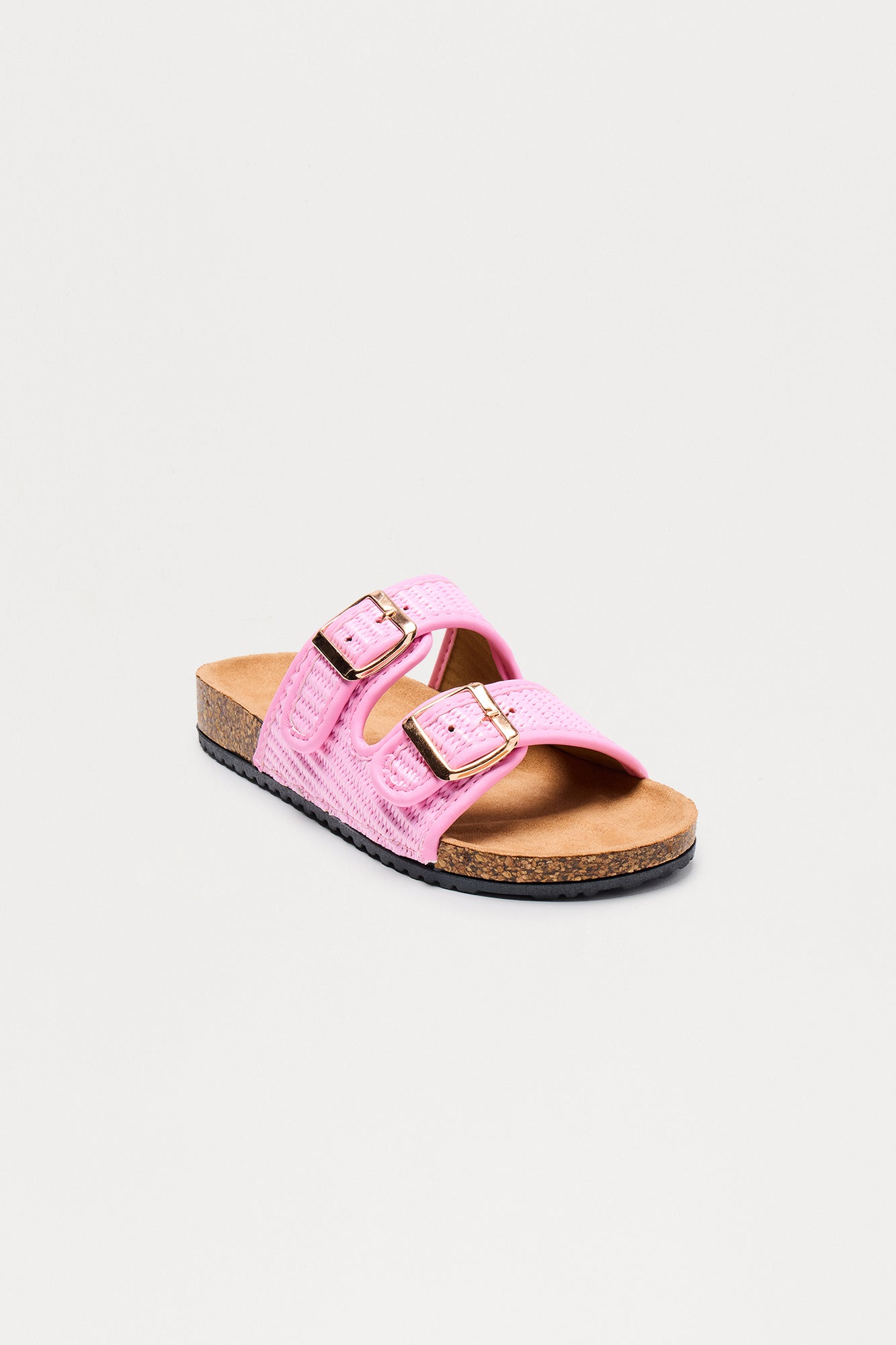Flounder Raffia Buckle Sandals - Pink