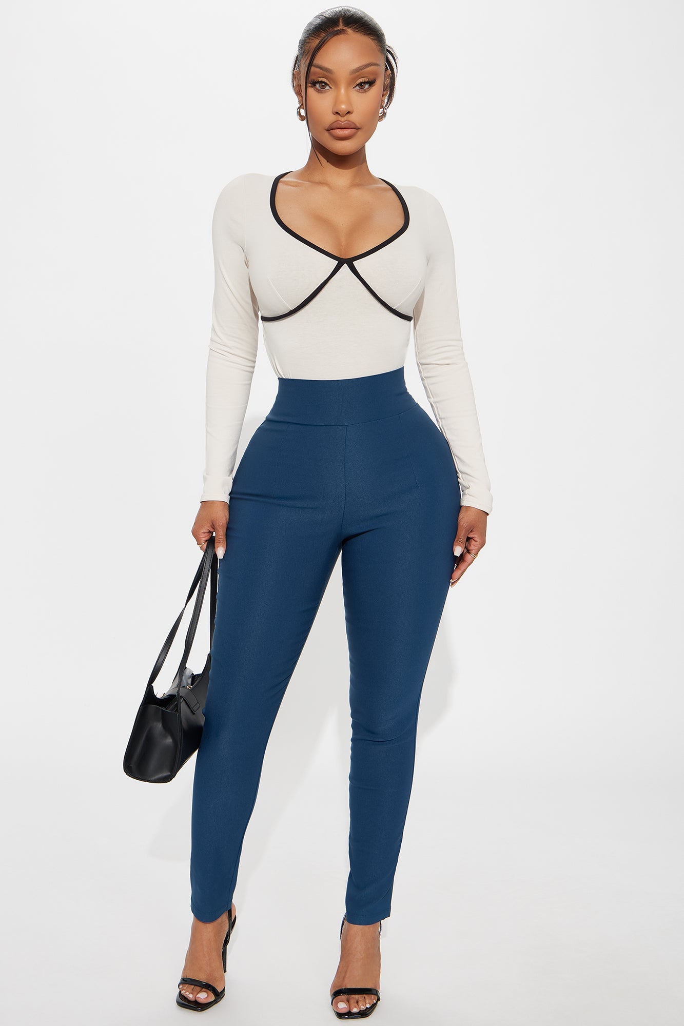 Champagne Dream Long Sleeve Contrast Trim Bodysuit - Cream
