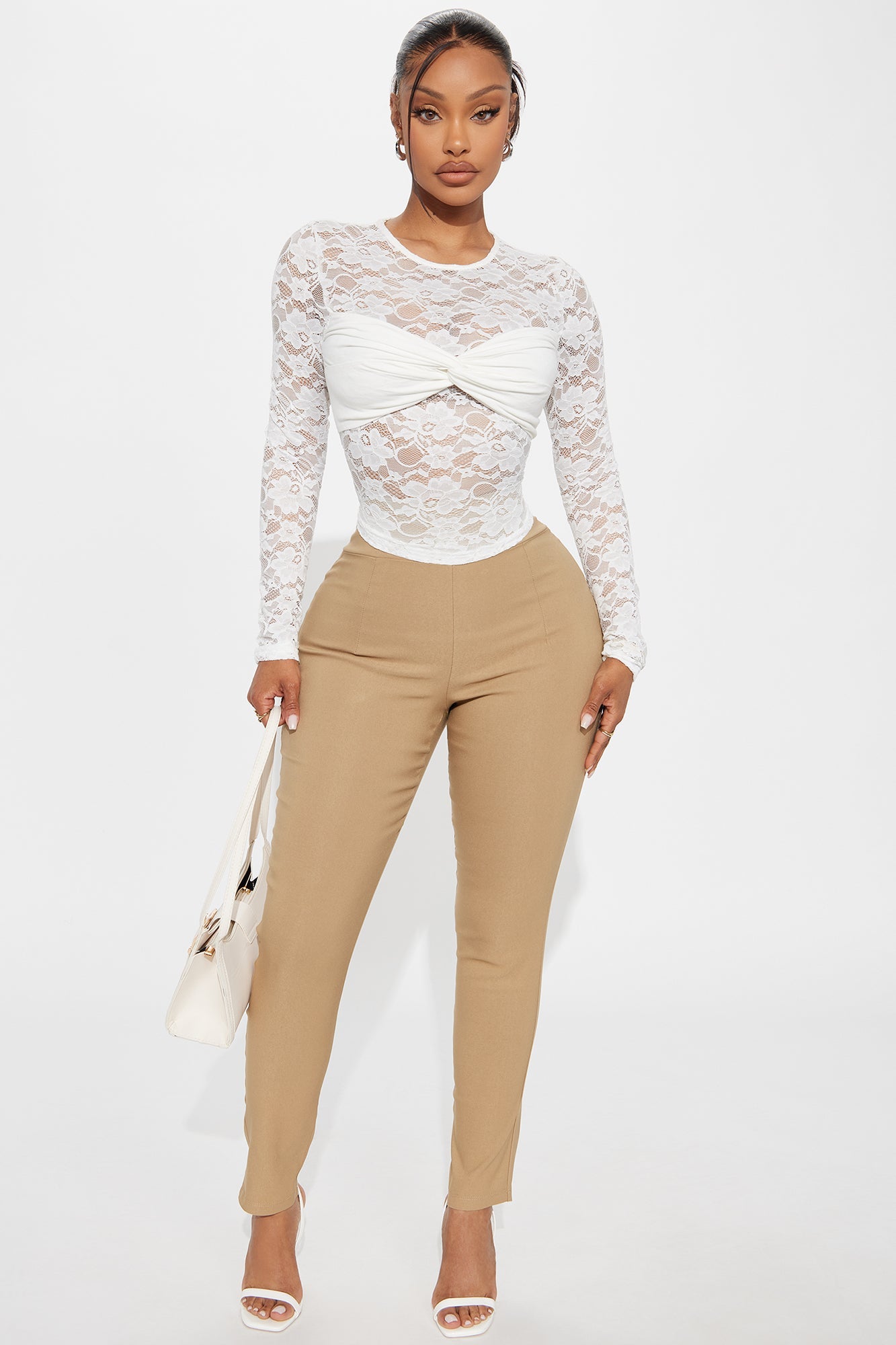 Round The Twist Sheer Lace Top - White