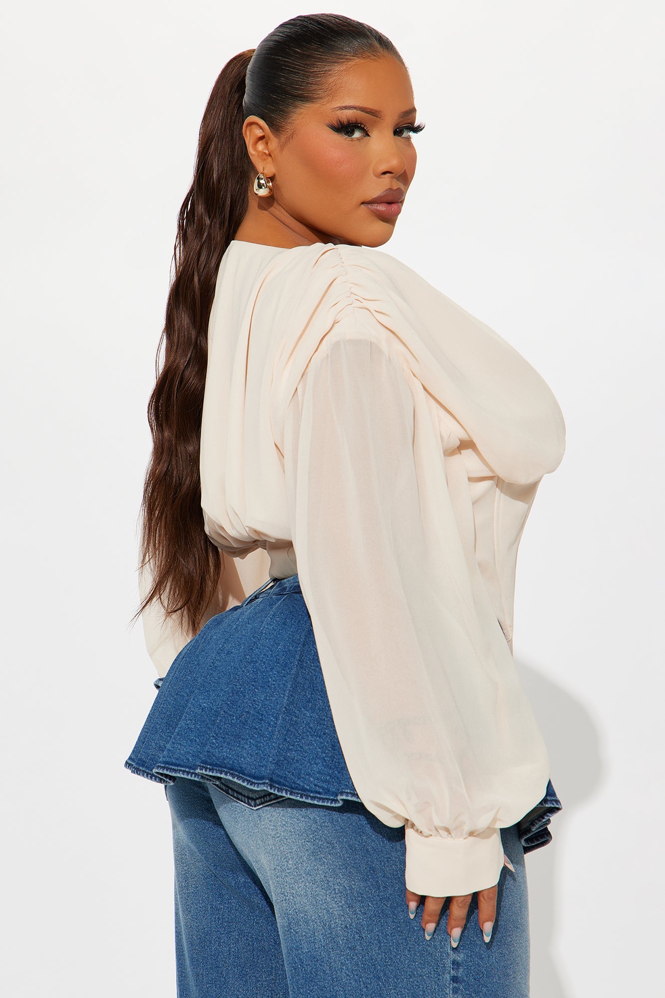 Cute But Psycho Chiffon Corset Top - Cream