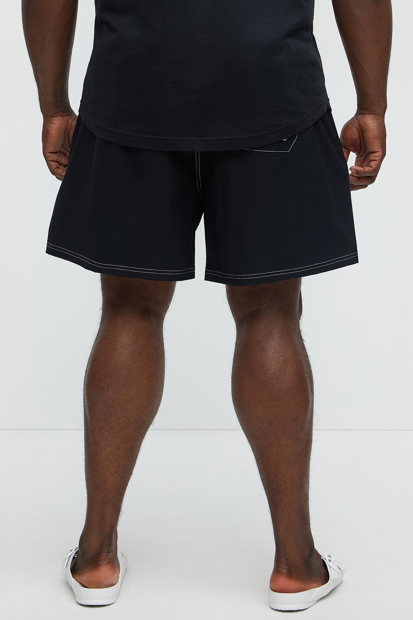 Contrasted Stitch Swim Trunk 7″ - Black