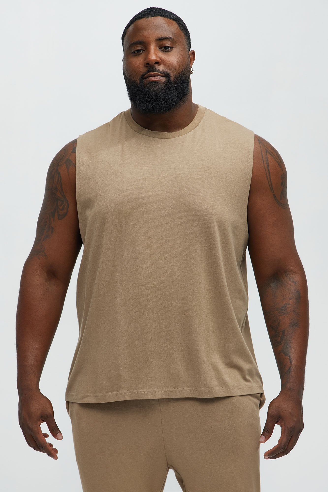 Essential Modal Lounge Sleeveless Muscle Tee - Taupe