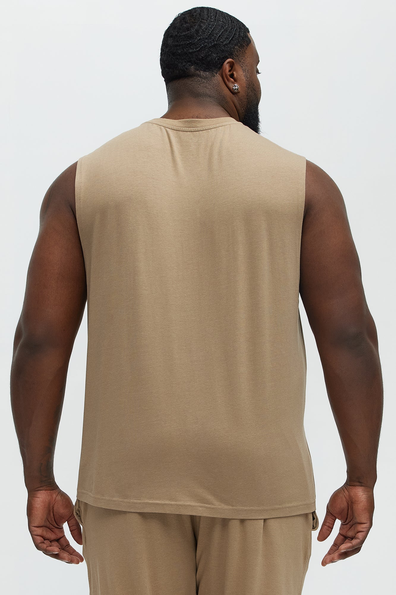 Essential Modal Lounge Sleeveless Muscle Tee - Taupe
