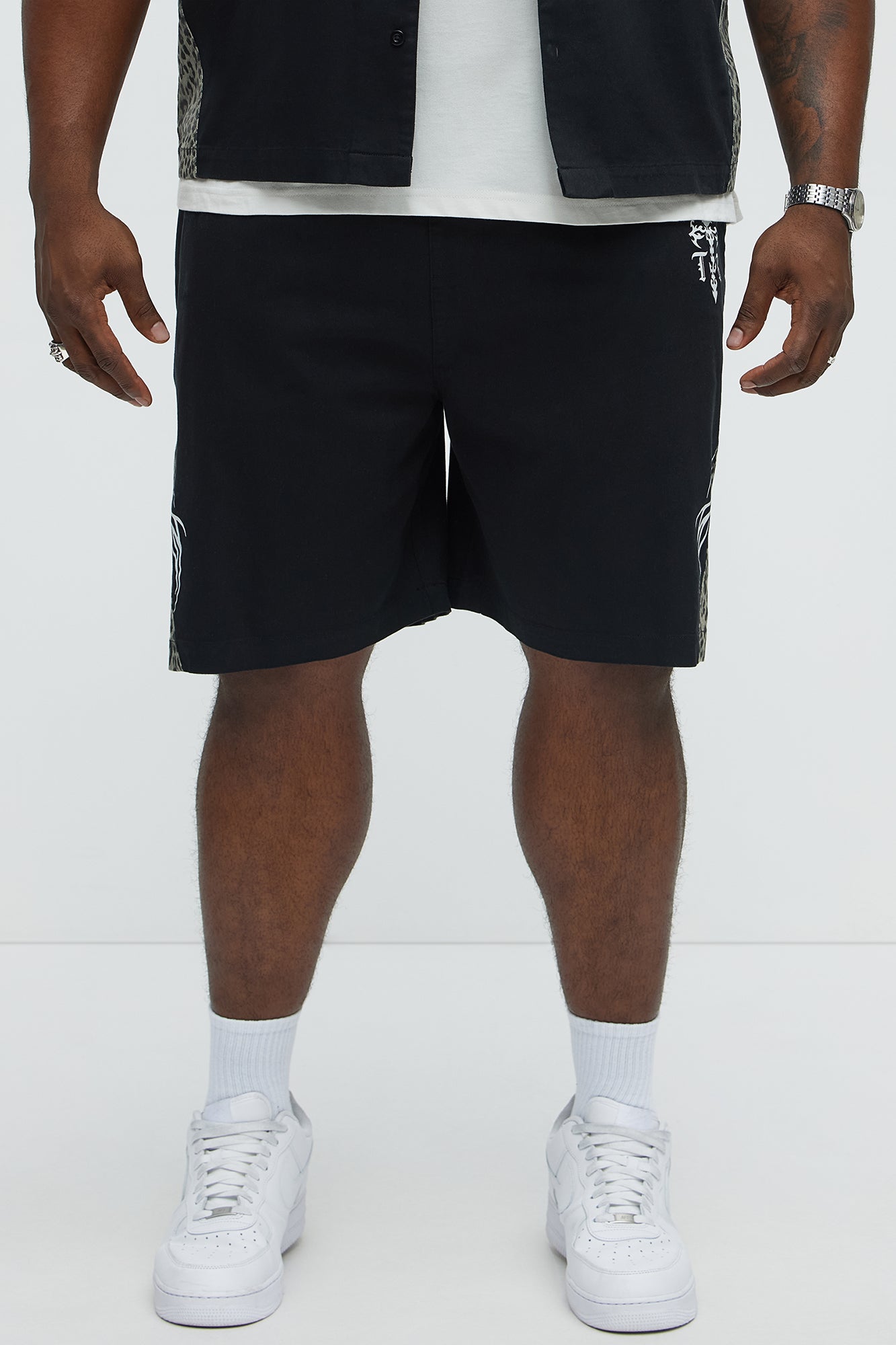 Cosmic Distortion Animal Print Relaxed Shorts - Black/combo