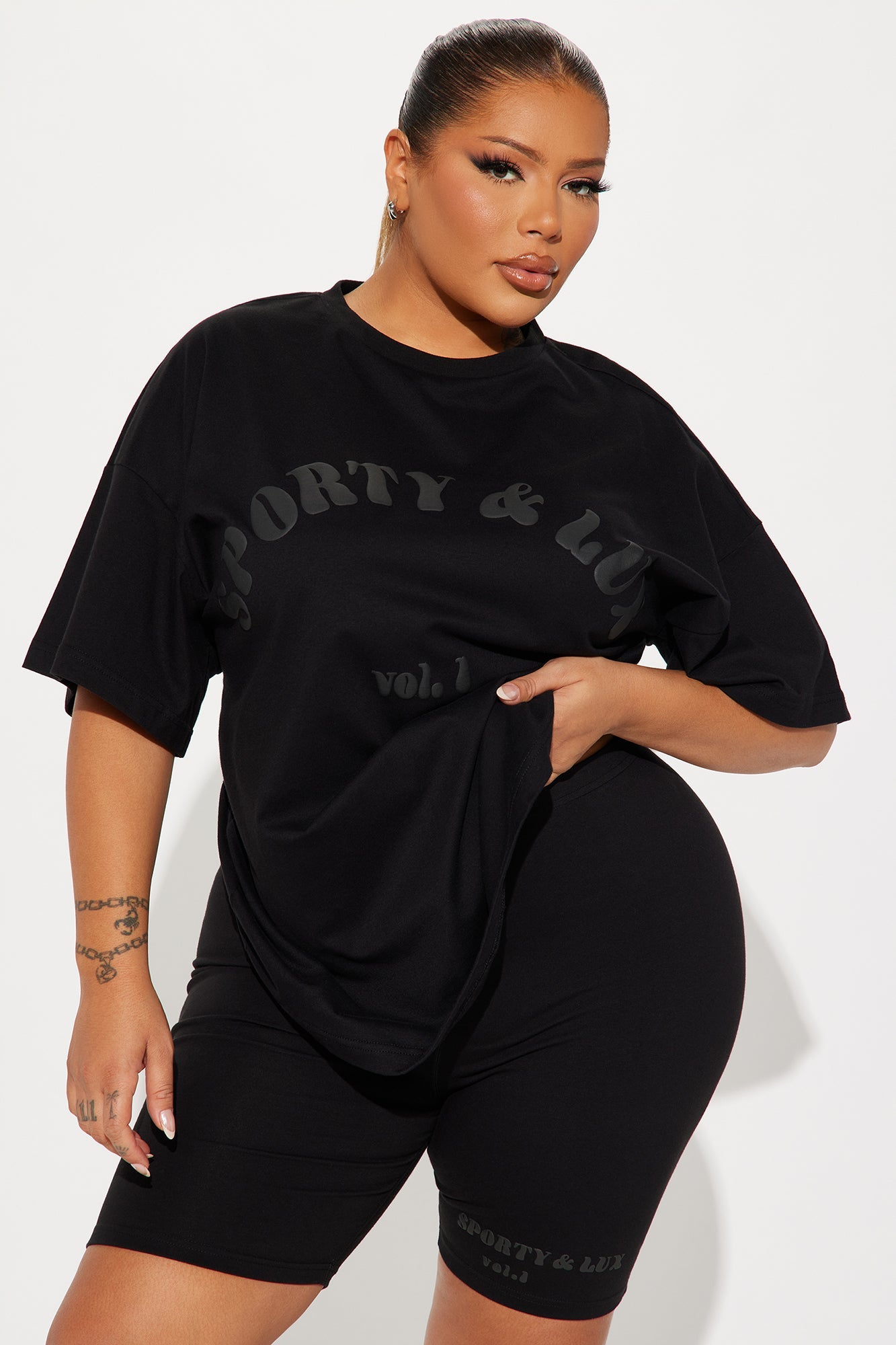 Sporty & Lux Biker Short Set - Black
