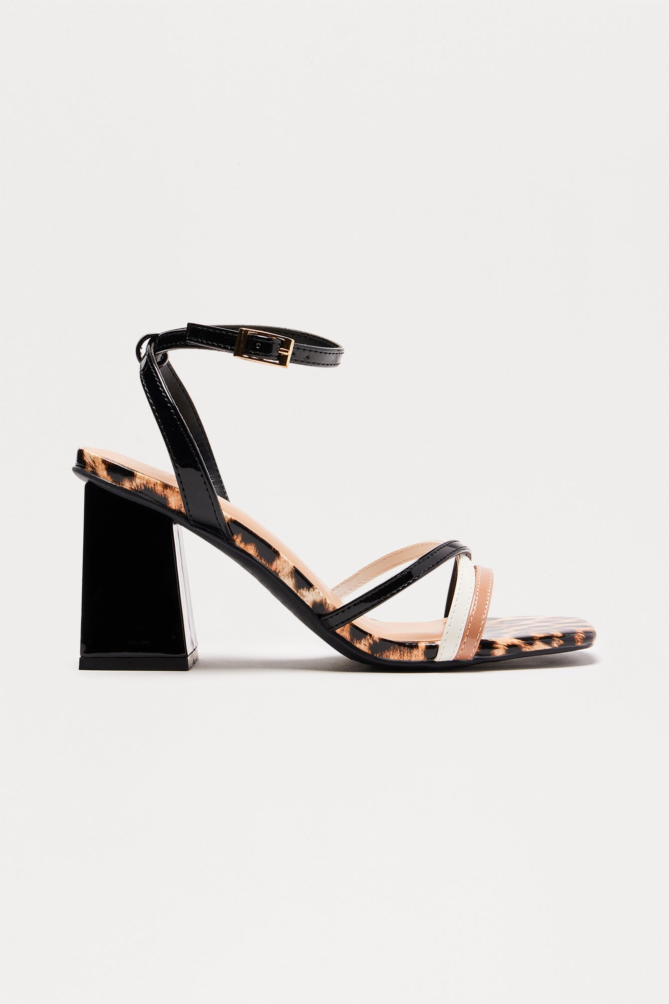 Shasha Ankle Strap Heels - Black/combo