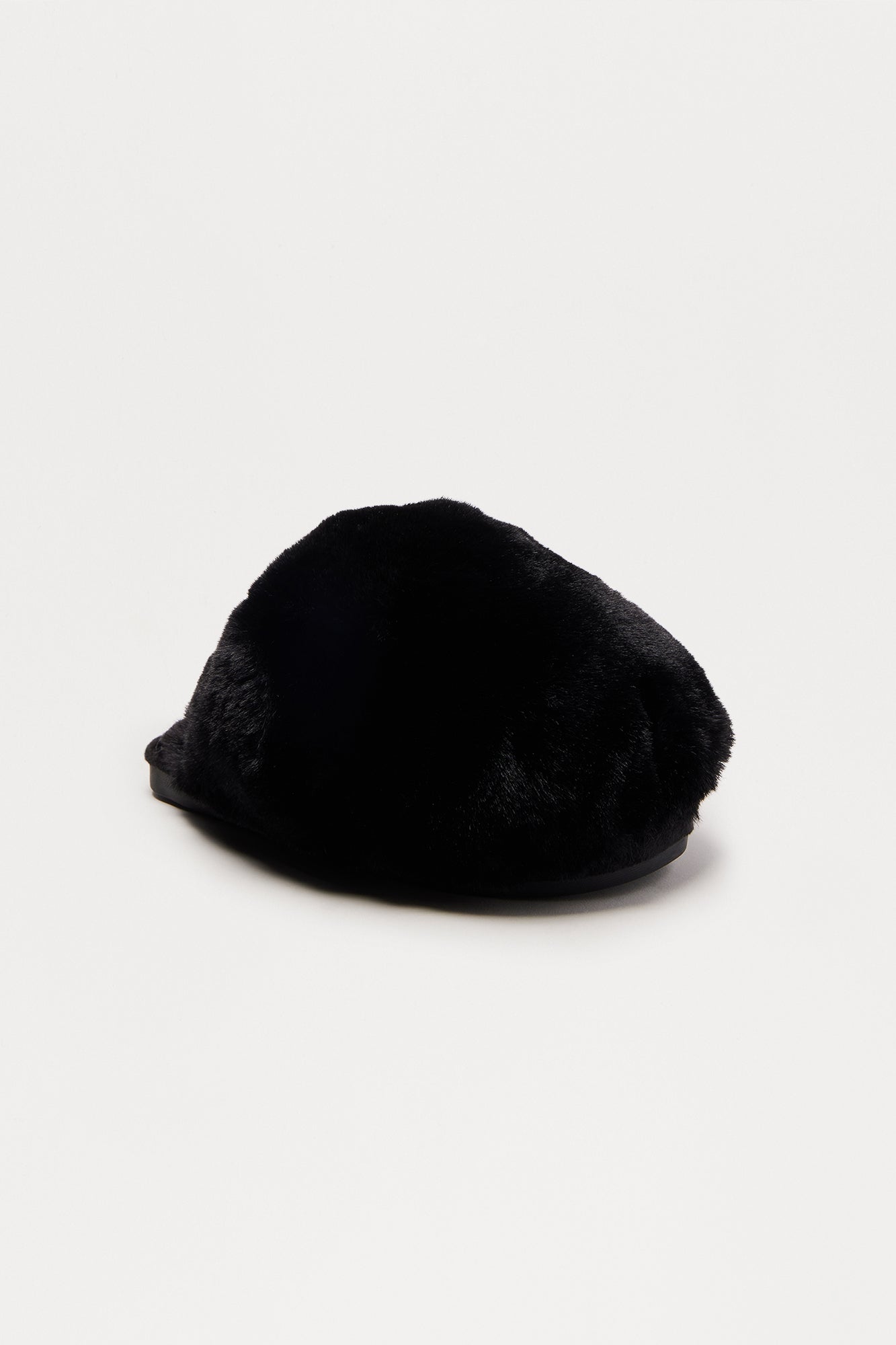 Fluff Faux Fur Slippers - Black