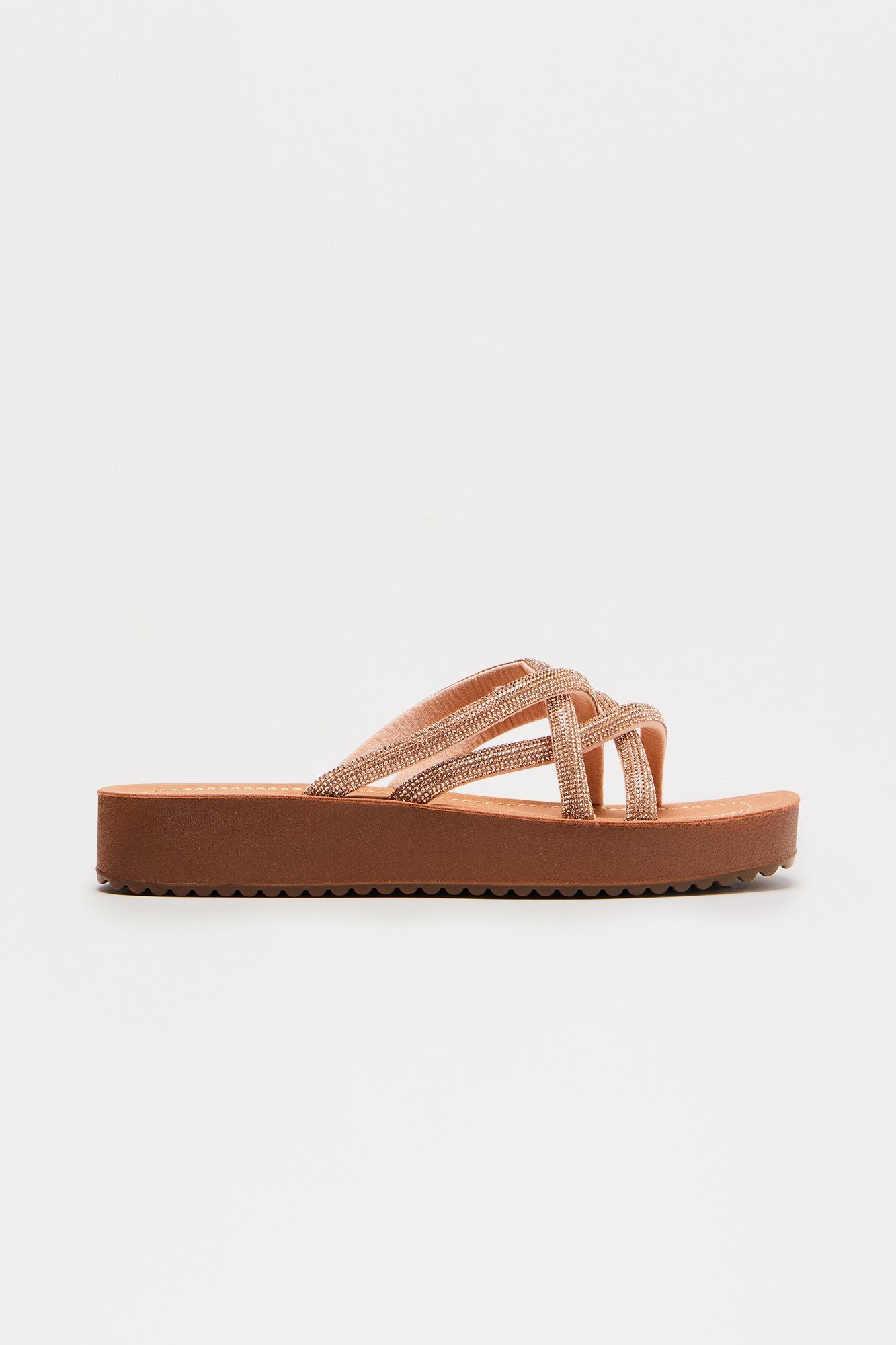Tink Rhinestone Trim Sandals - Rose Gold