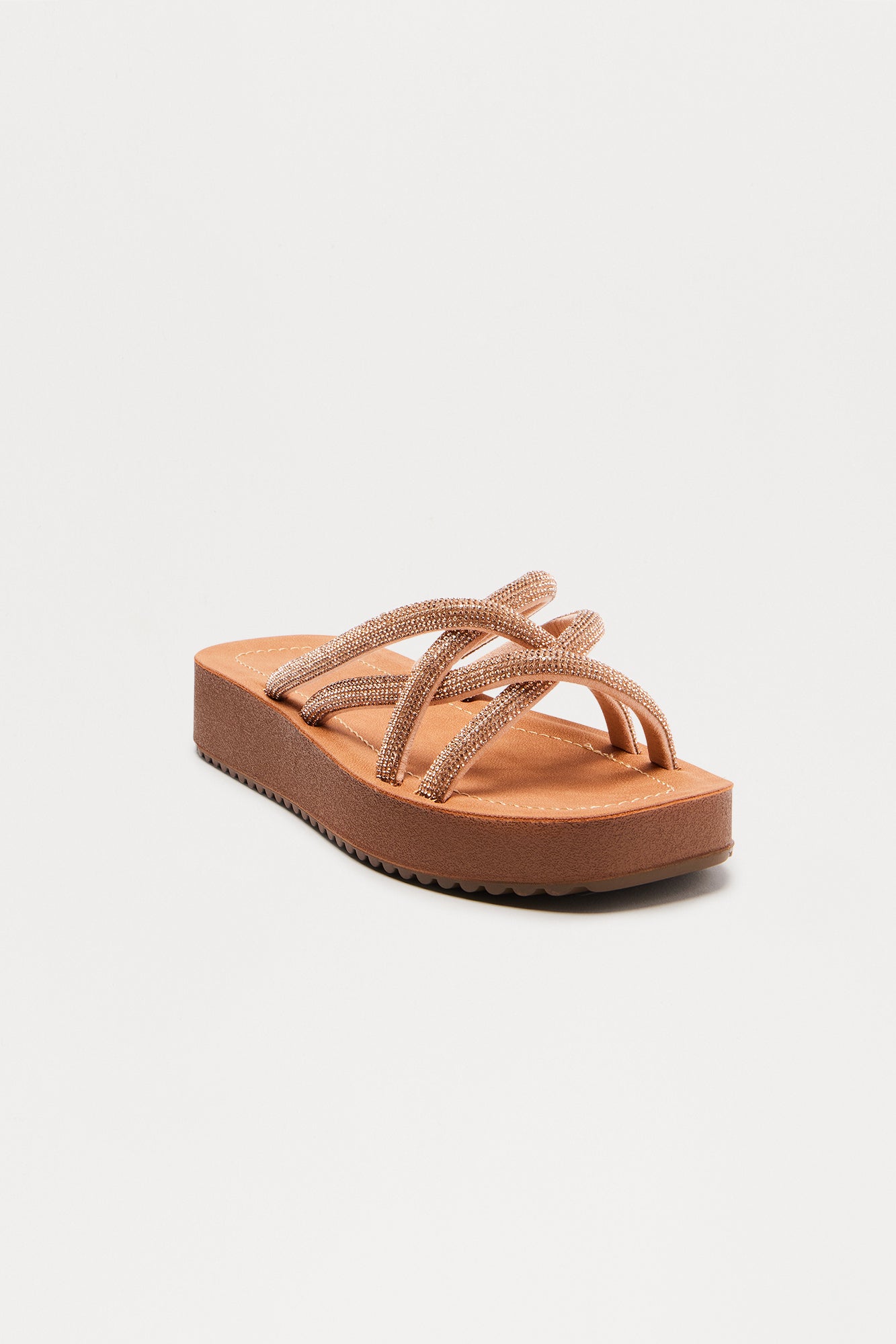 Tink Rhinestone Trim Sandals - Rose Gold