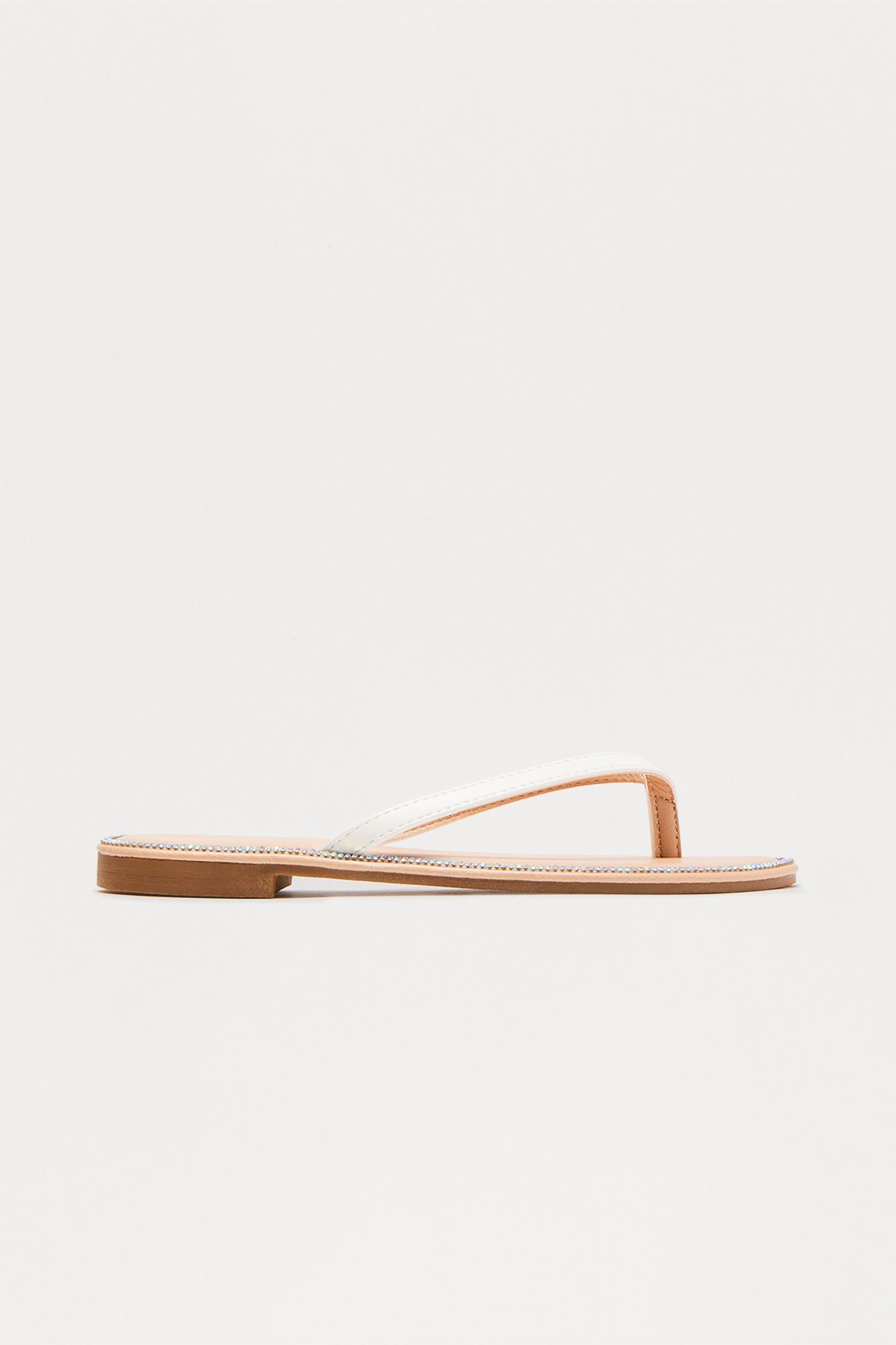 Topaz Rhinestone Flip Flops - White