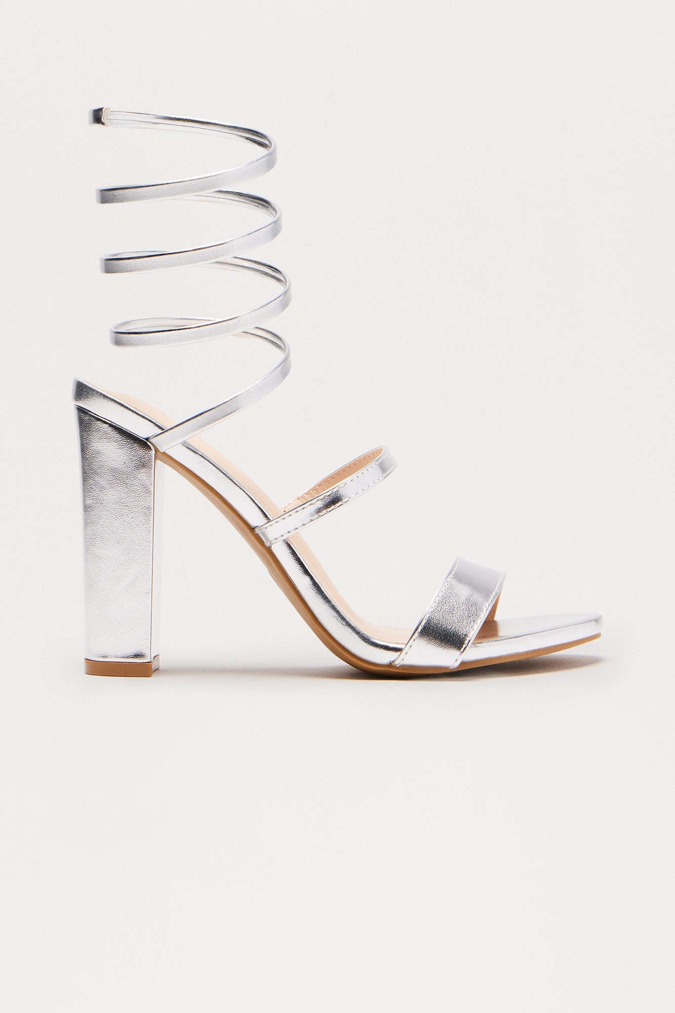 Elsie Block Heeled Sandals - Silver