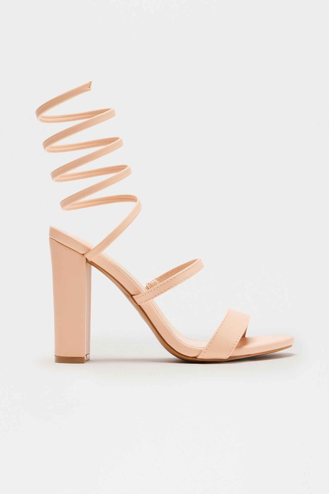 Elsie Block Heeled Sandals - Nude