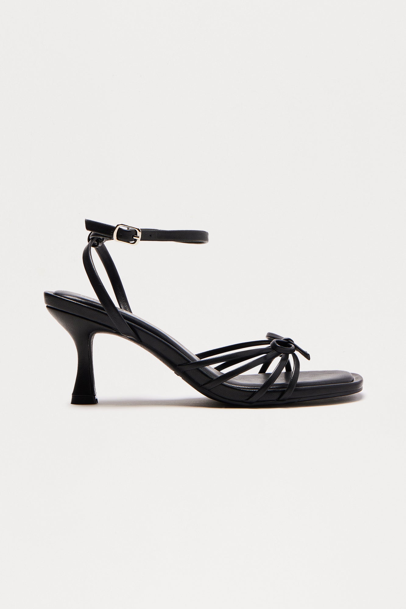 Vero Bow Faux Leather Heels - Black