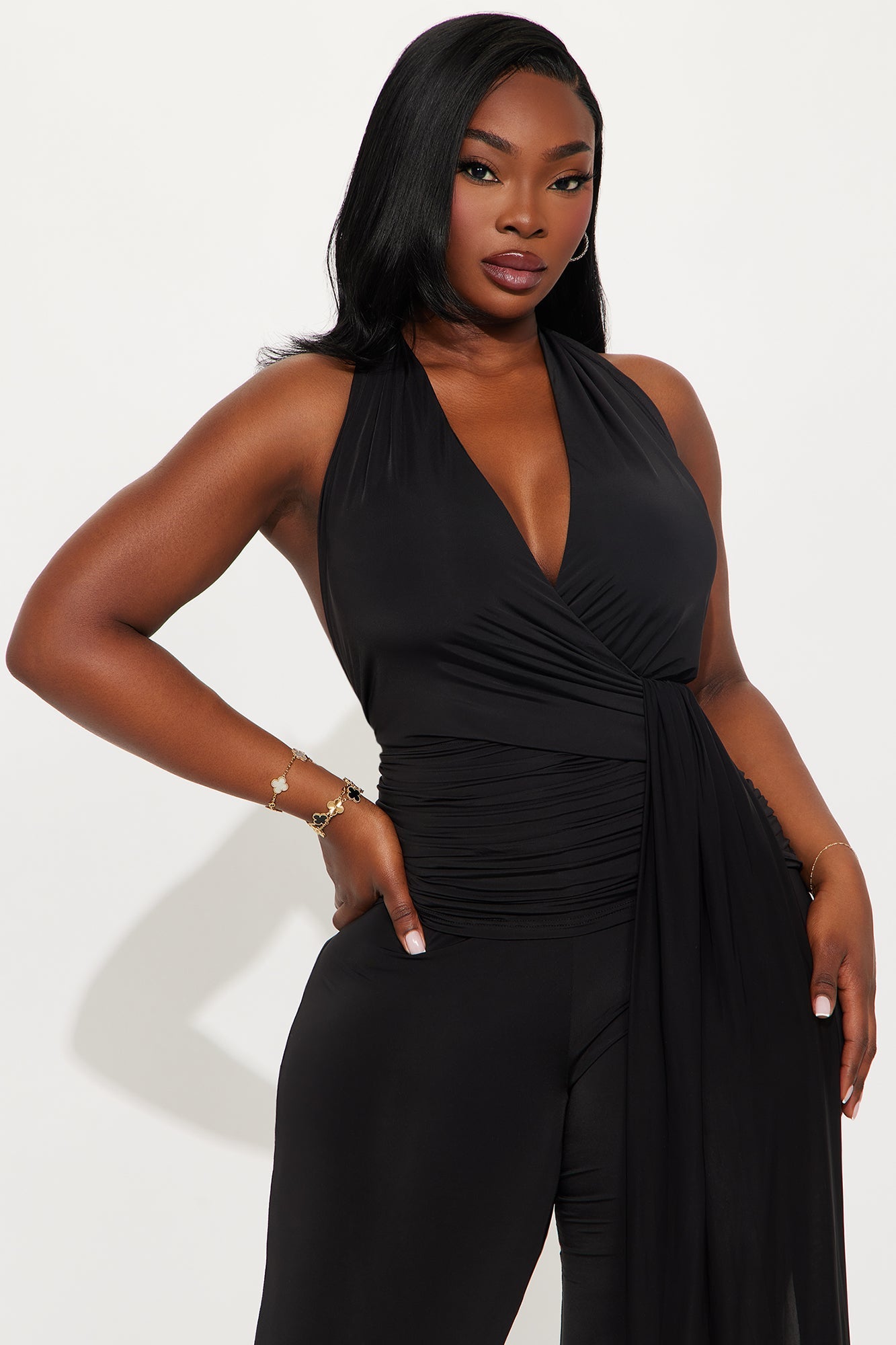 Swaying Palms Wide Leg Jumpsuit - Black