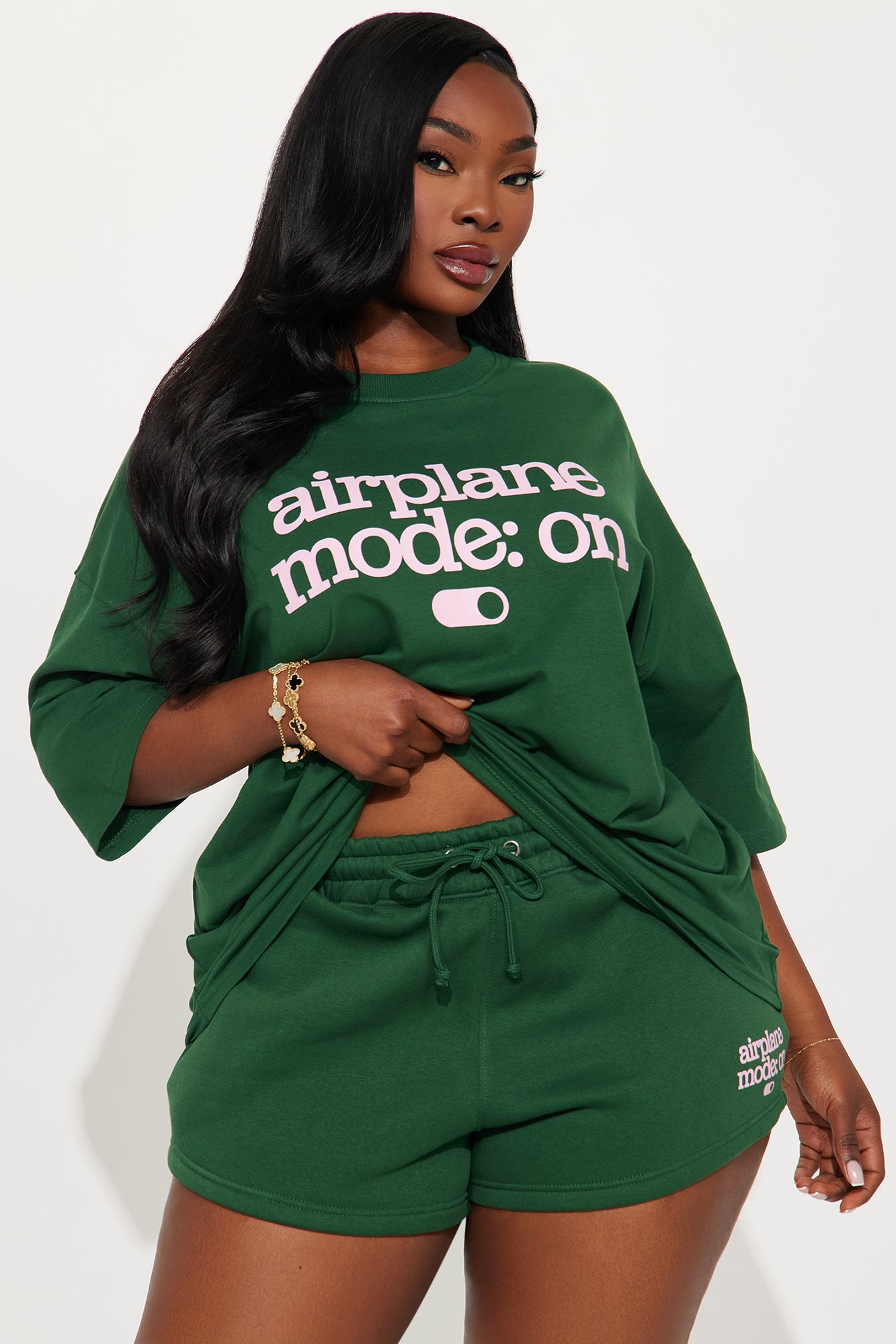 Airplane Mode On Lounge Short Set - Hunter