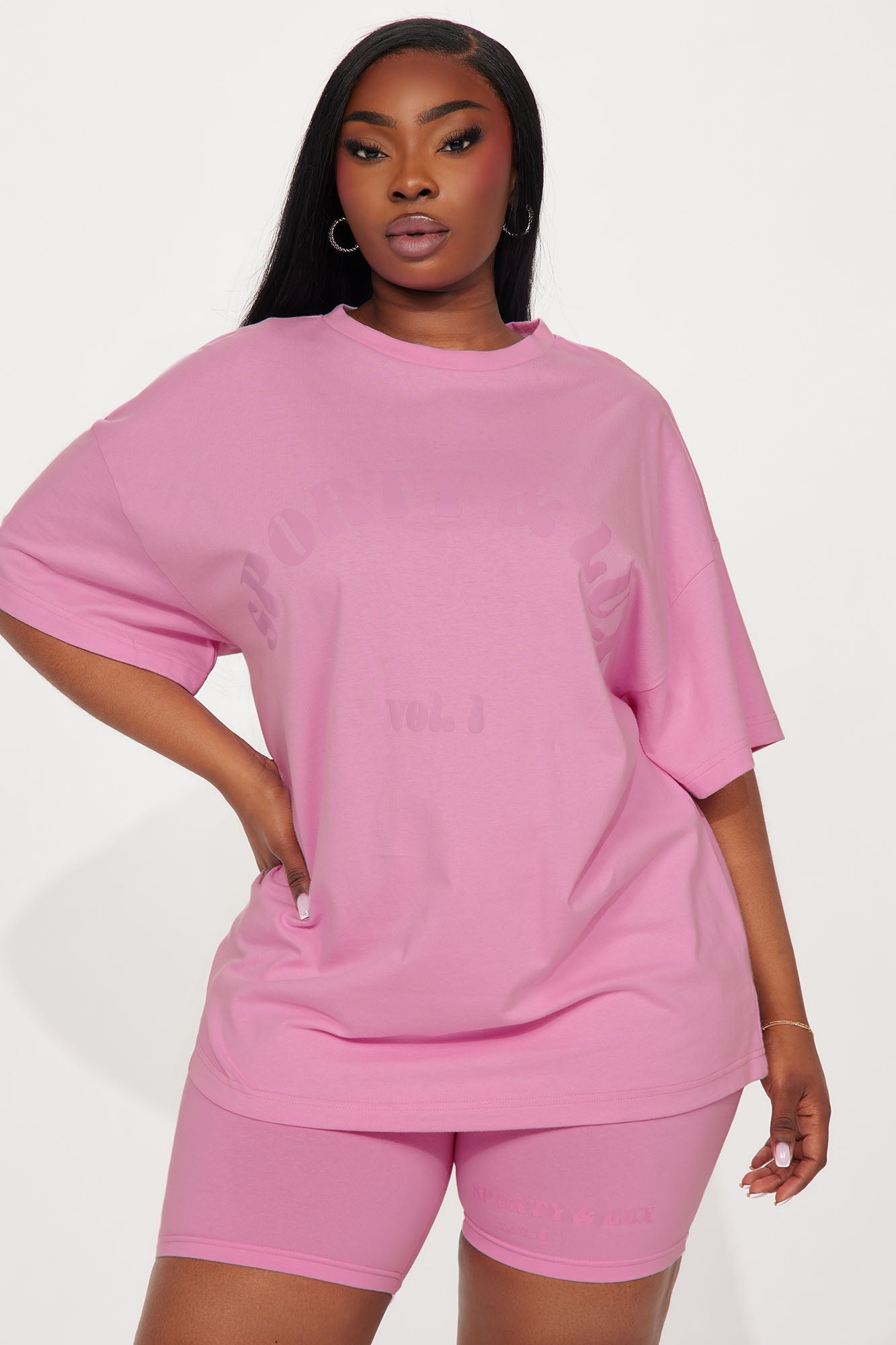 Sporty & Lux Biker Short Set - Pink