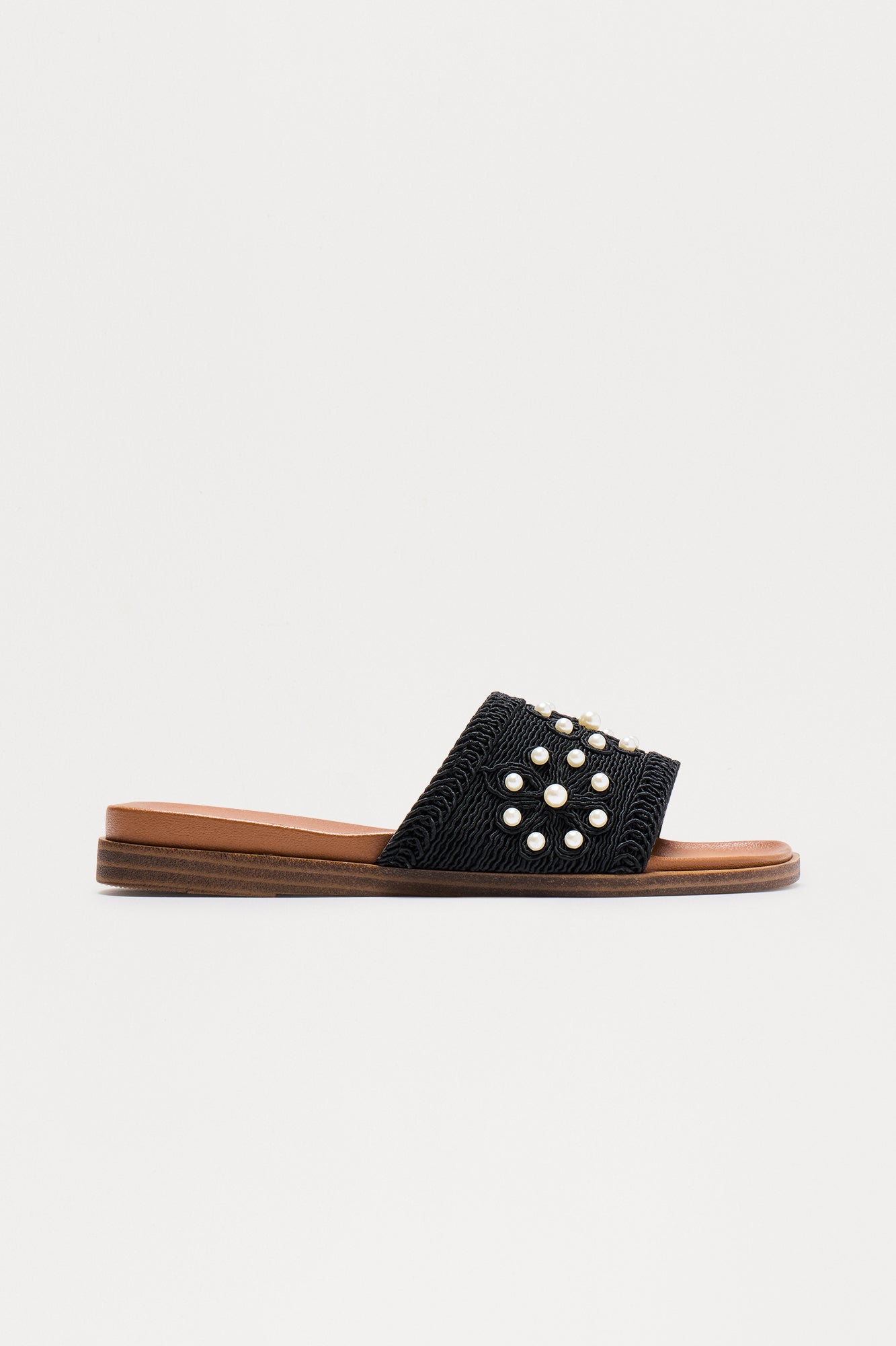 Tenley Pearl Slip On Sandals - Black