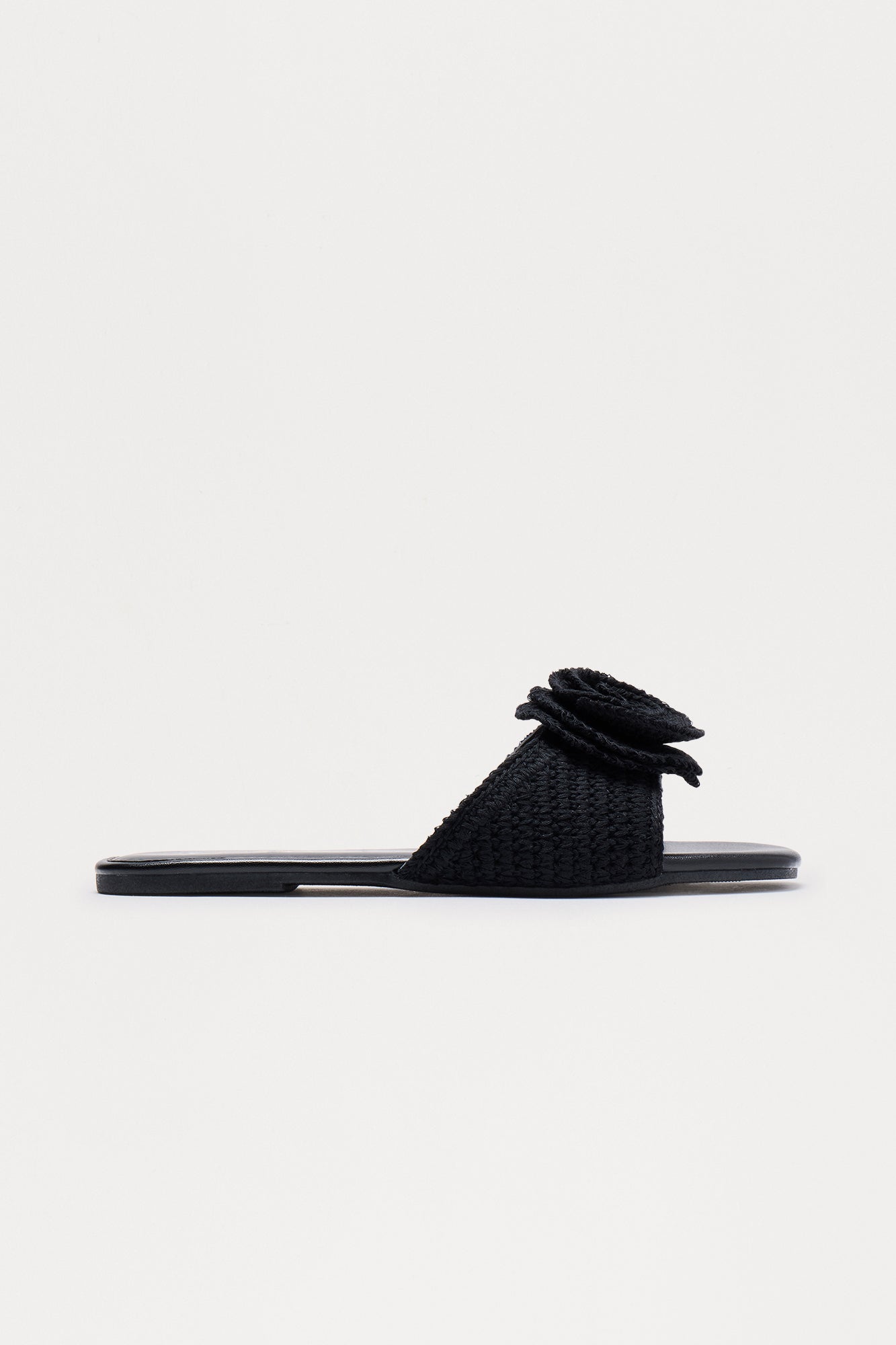 Truth Crochet Flower Slip on Sandals - Black