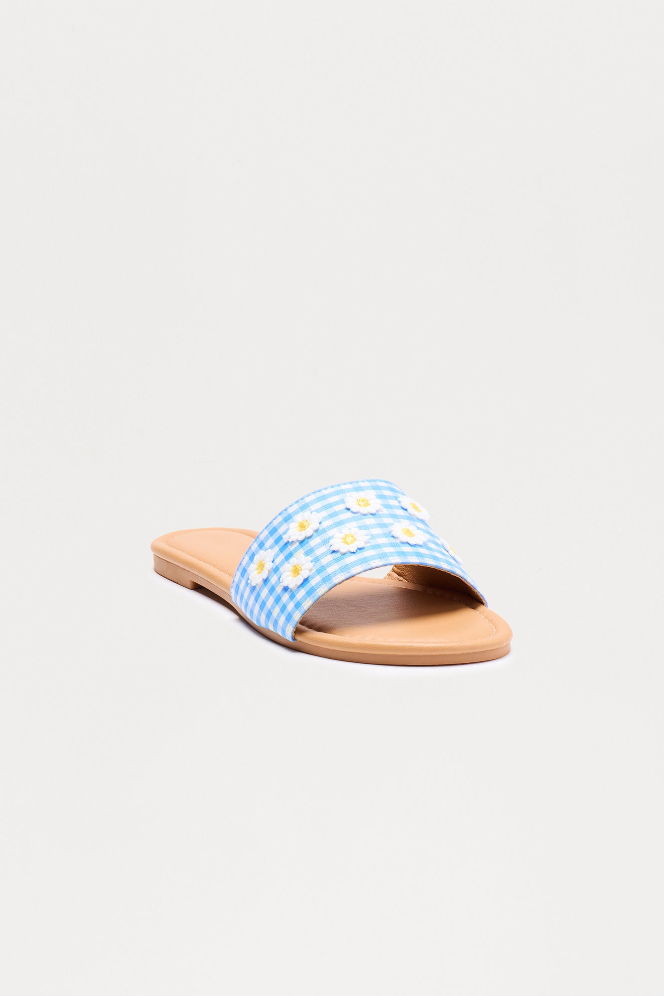 Roo Flower Gingham Sandals - Blue/combo