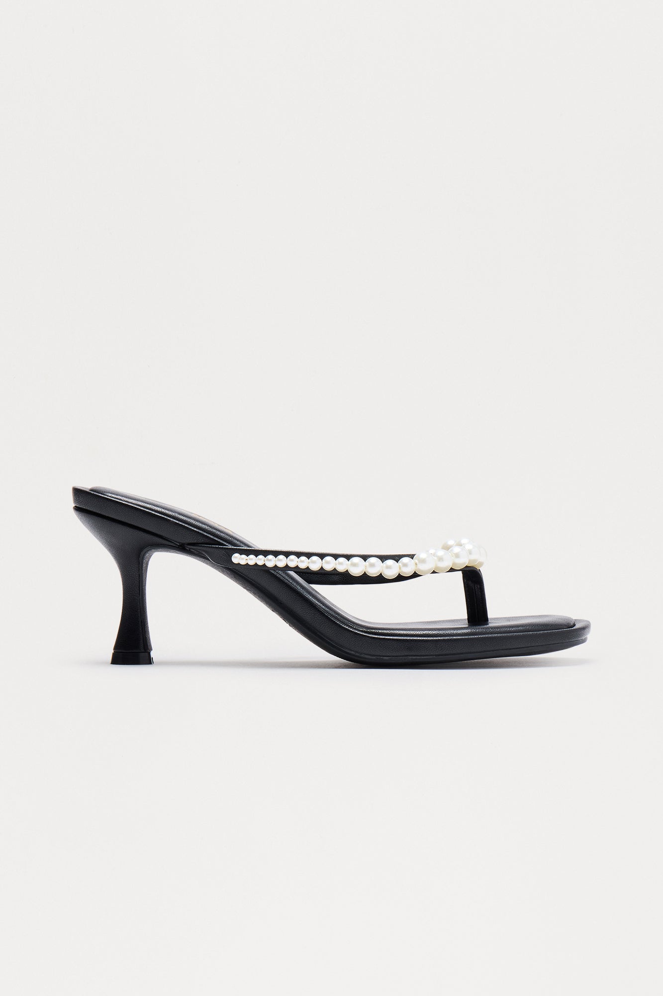 Selena Pearl Thong Mules - Black