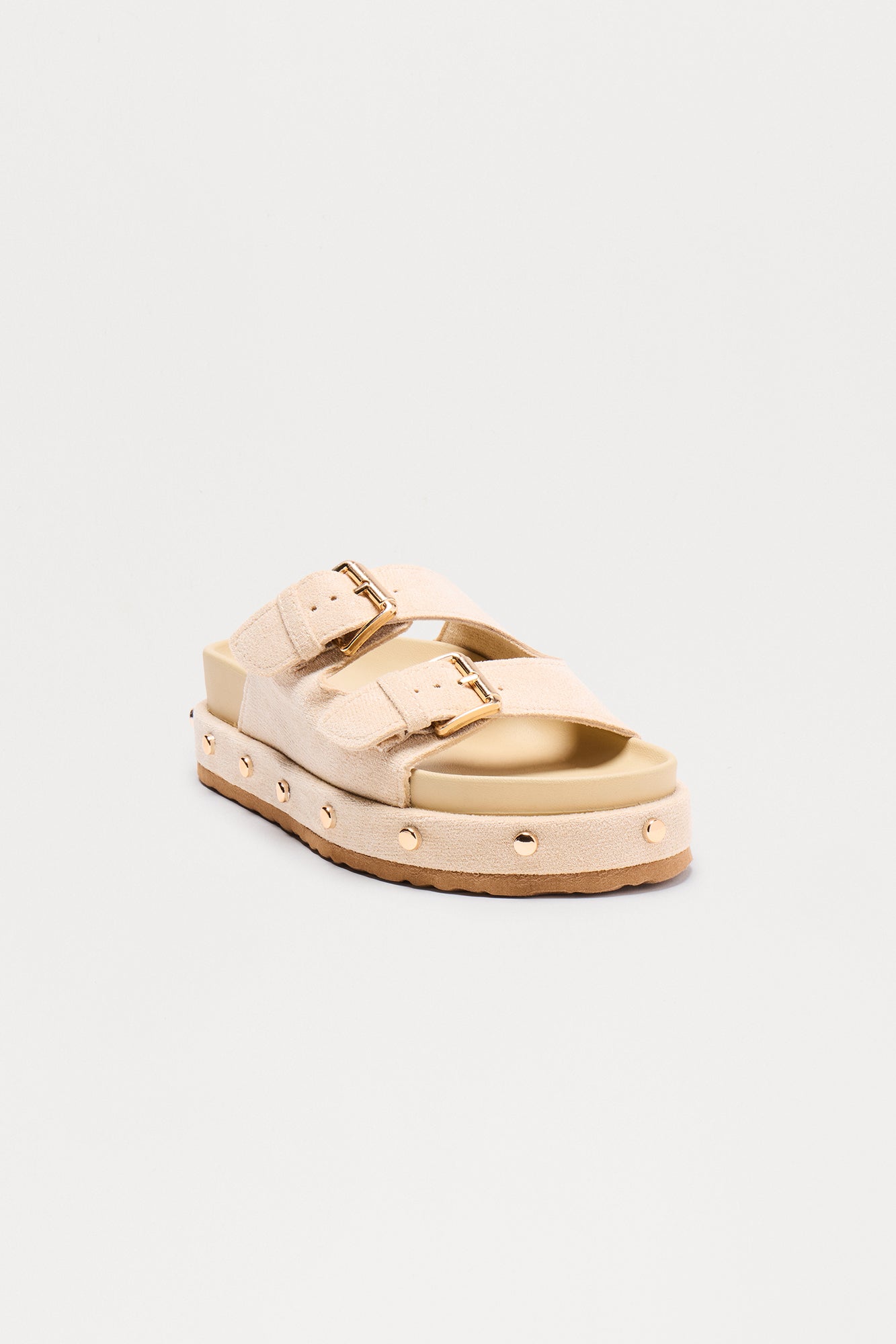 Chanti Buckle Studded Sandals - Taupe