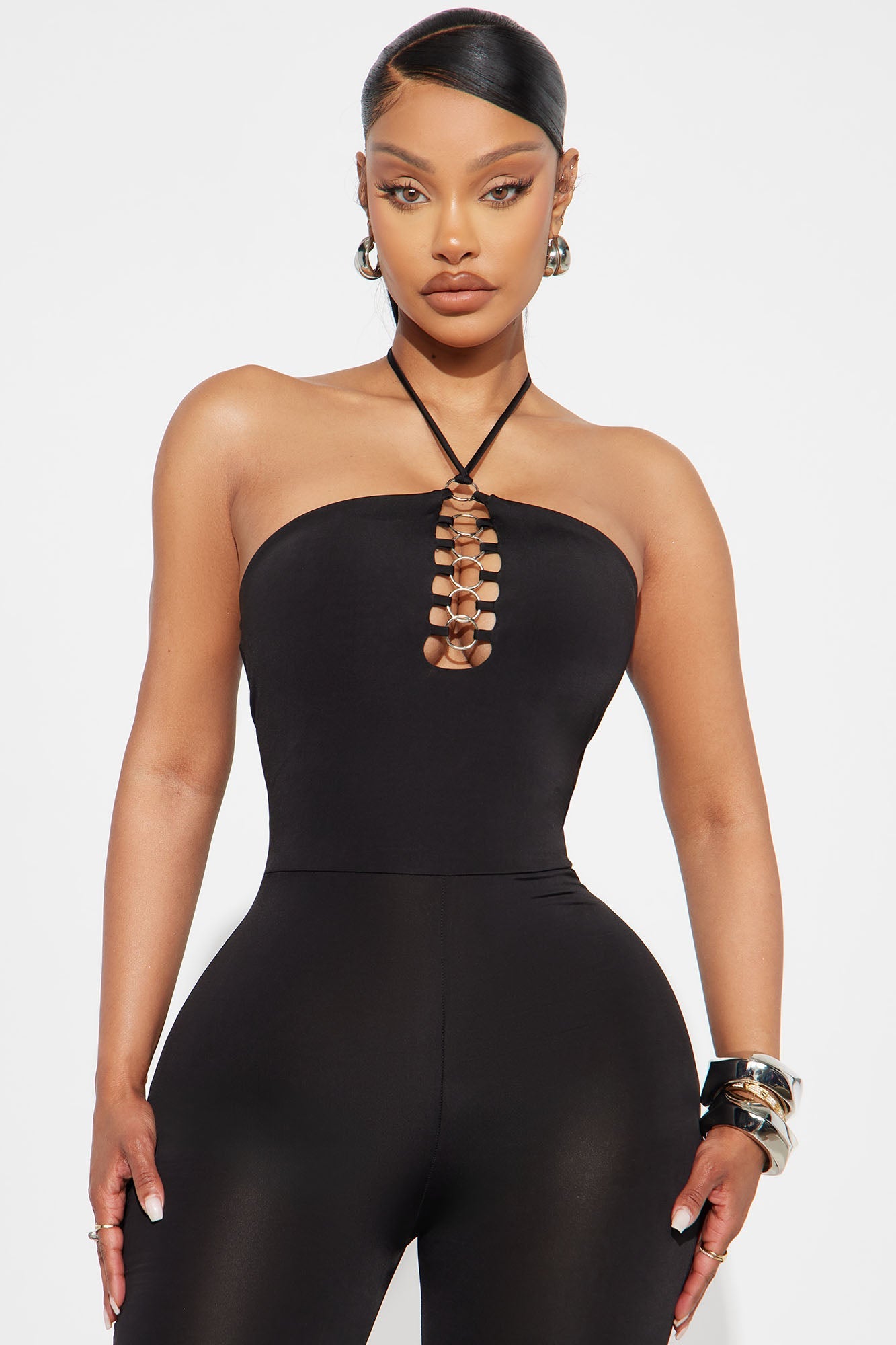 Haydee Halter Flare Jumpsuit - Black