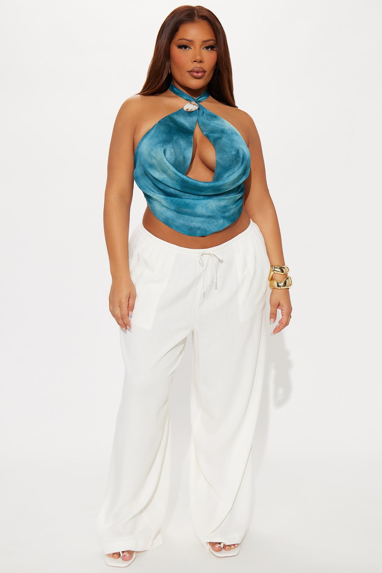 Seaside Soiree Wide Leg Linen Pant - Ivory