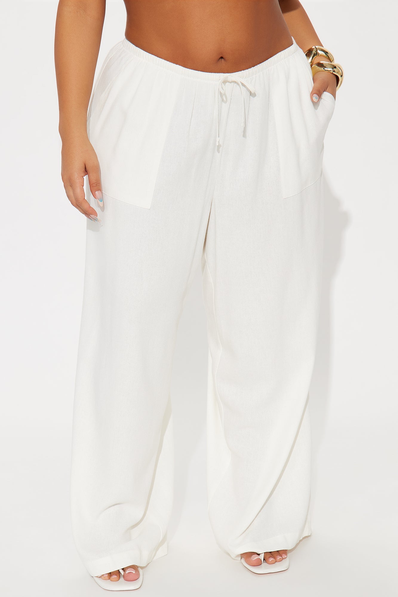 Seaside Soiree Wide Leg Linen Pant - Ivory