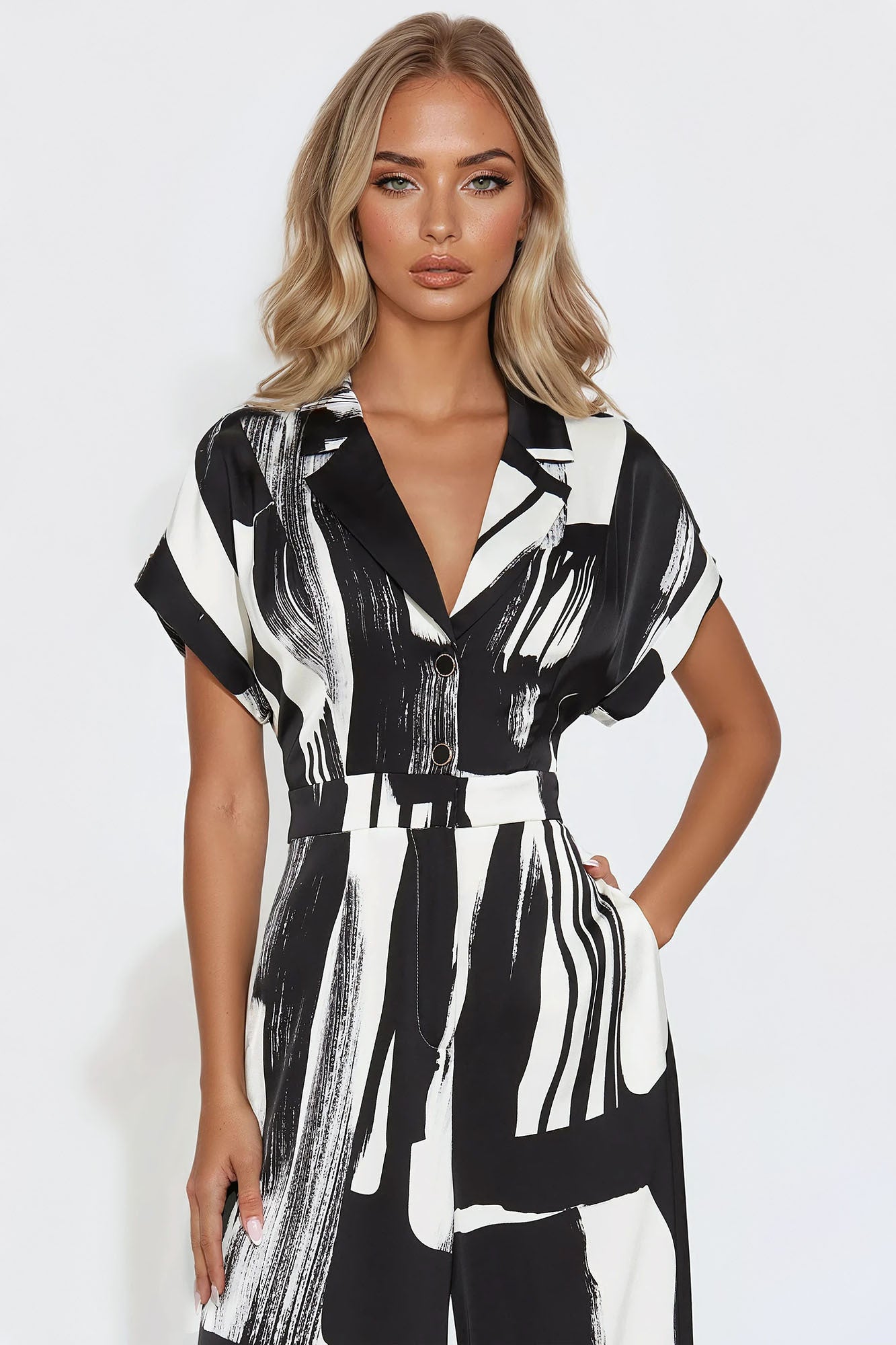Gaia Printed Satin Jumpsuit - Black/combo