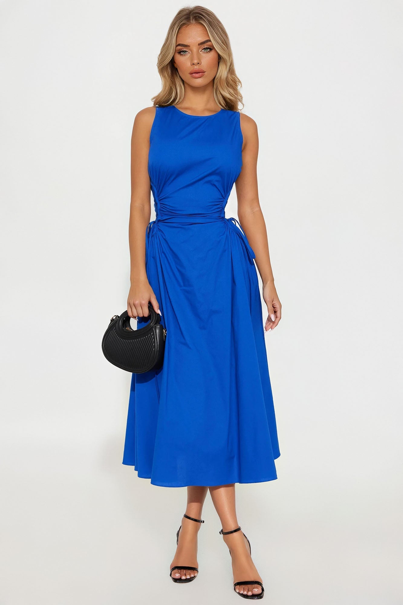 Emmaline Poplin Midi Dress - Blue