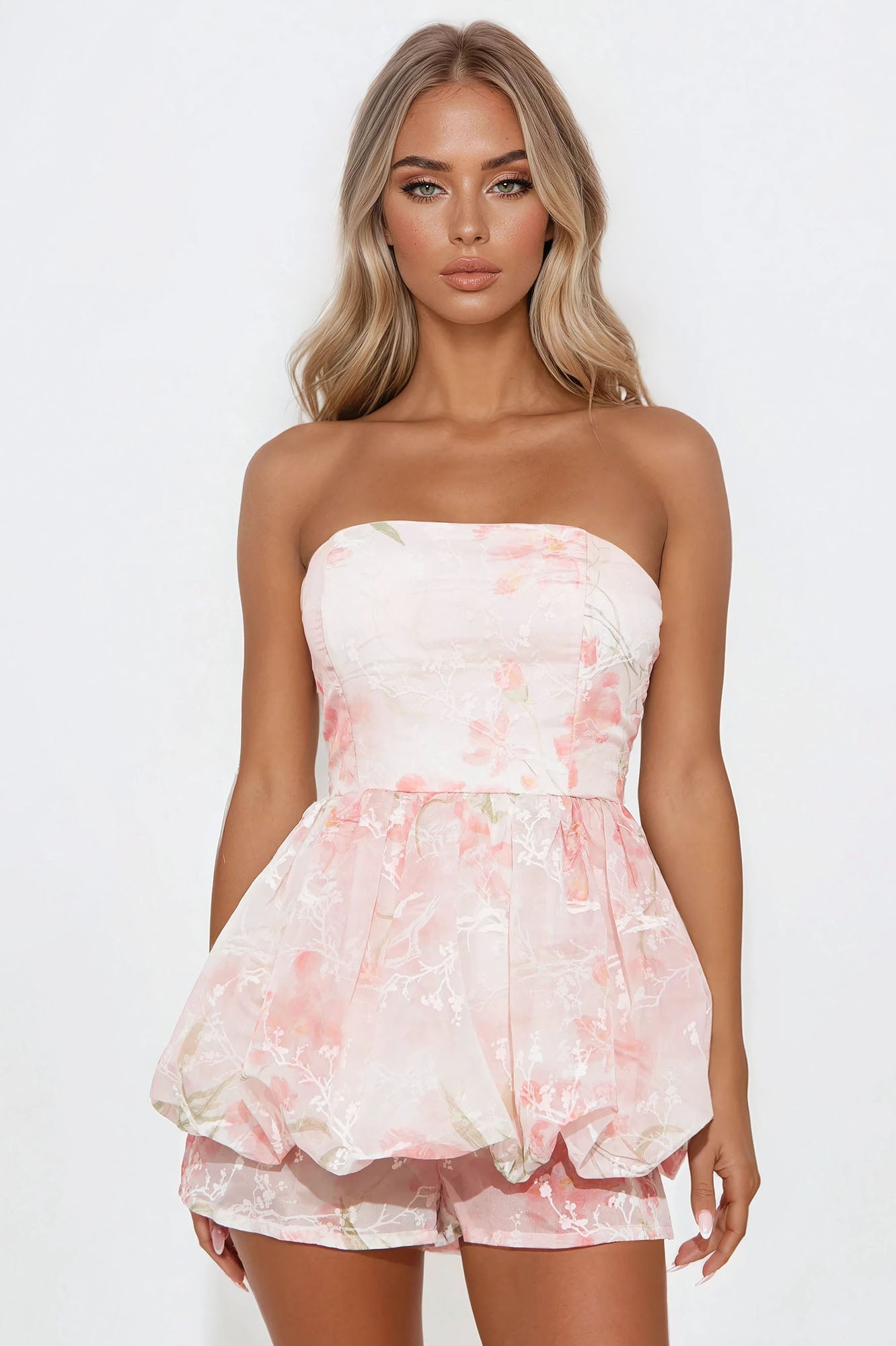 Happy Ever After Floral Romper - Coral