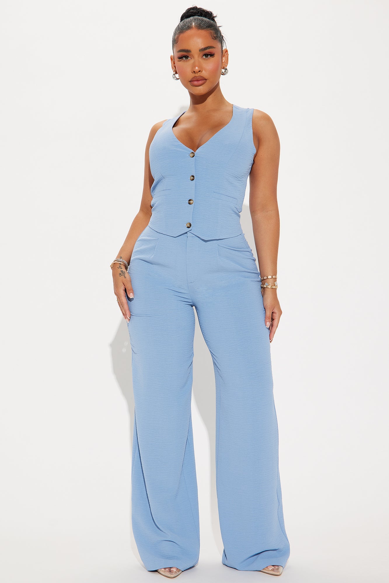 Vanessa Vest Pant Set - Slate Blue