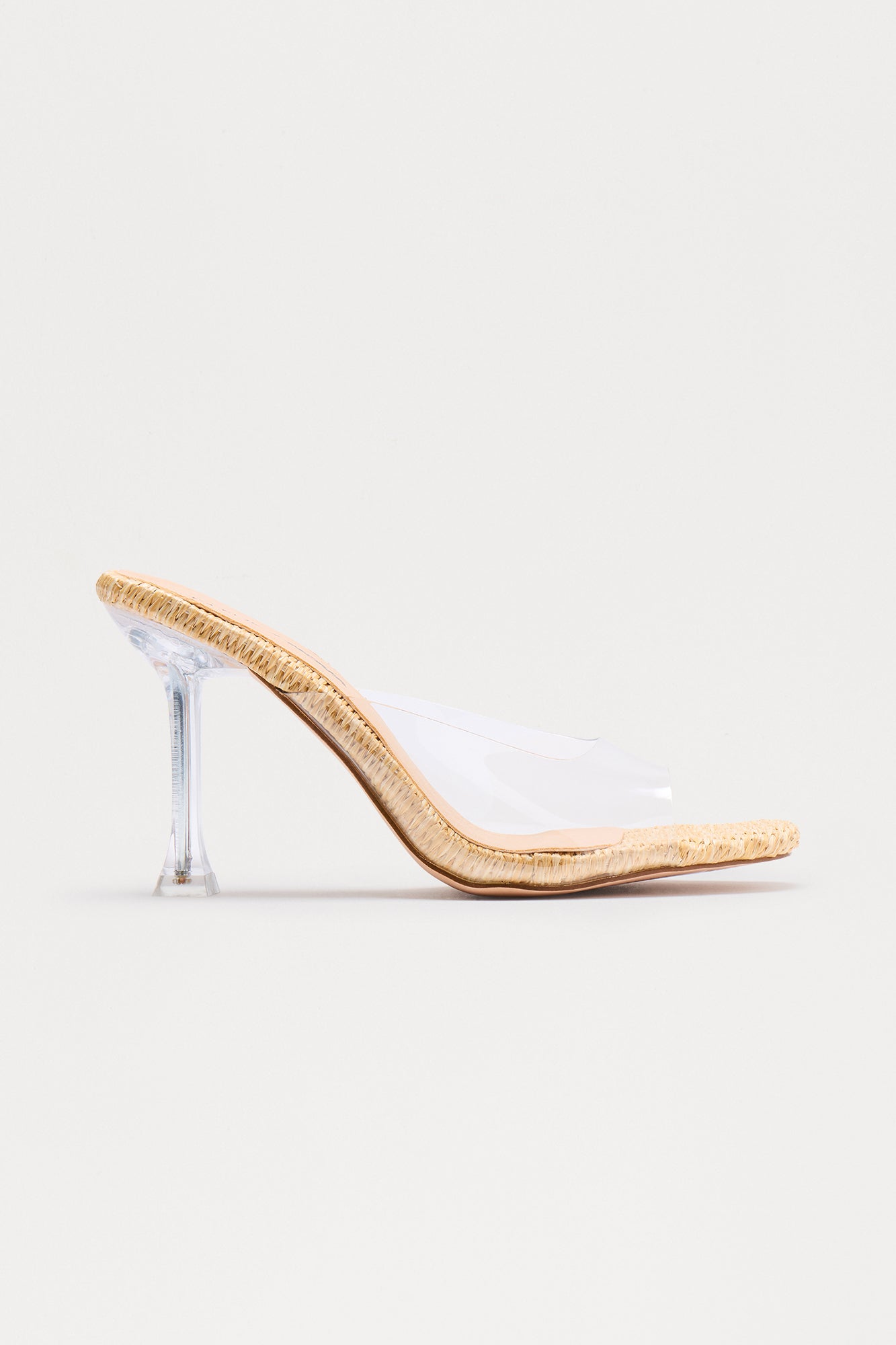 Harbor Clear Strap Raffia Heels - Nude