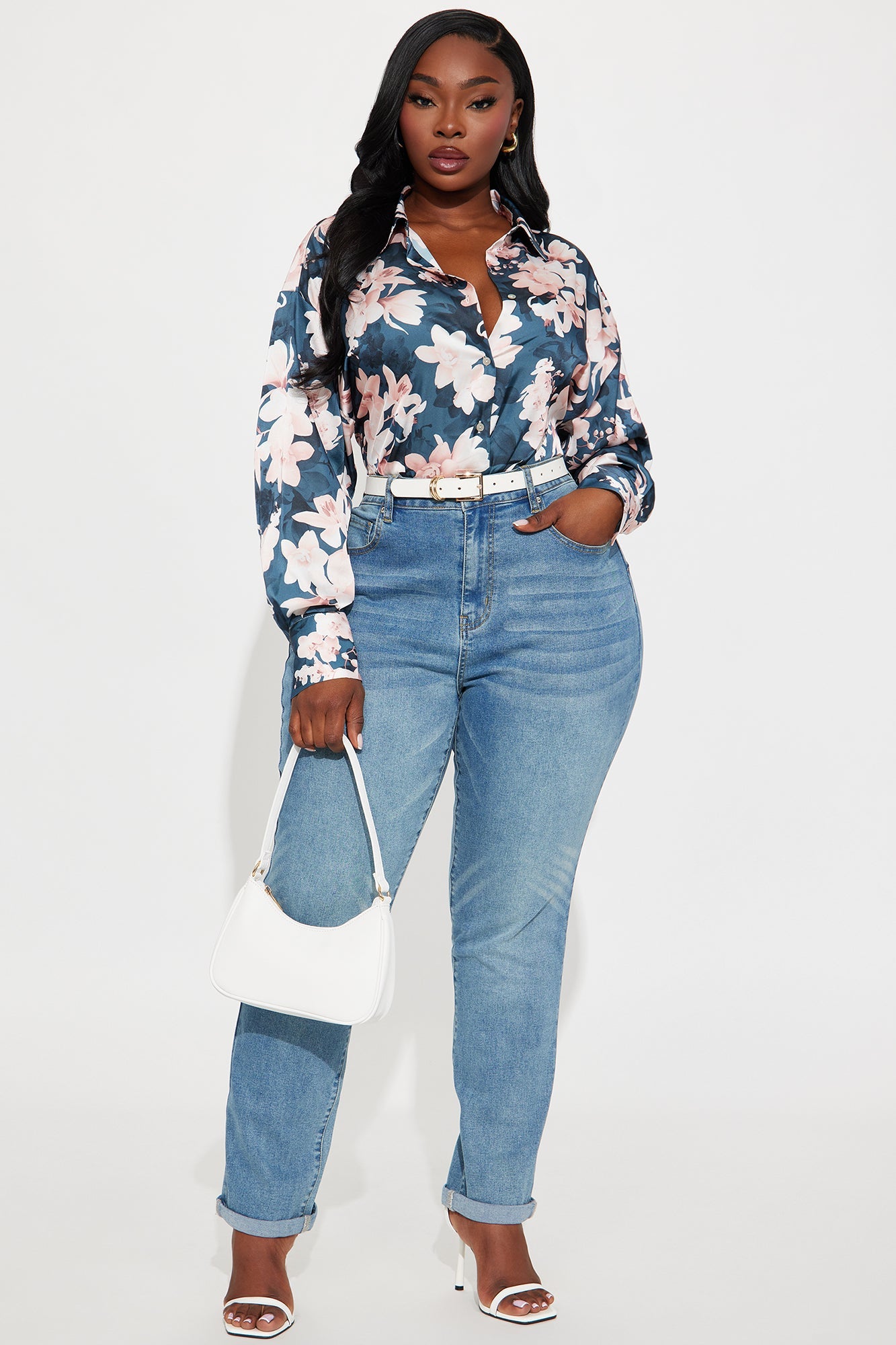 Cover Me In Florals Satin Shirt - Pink/combo