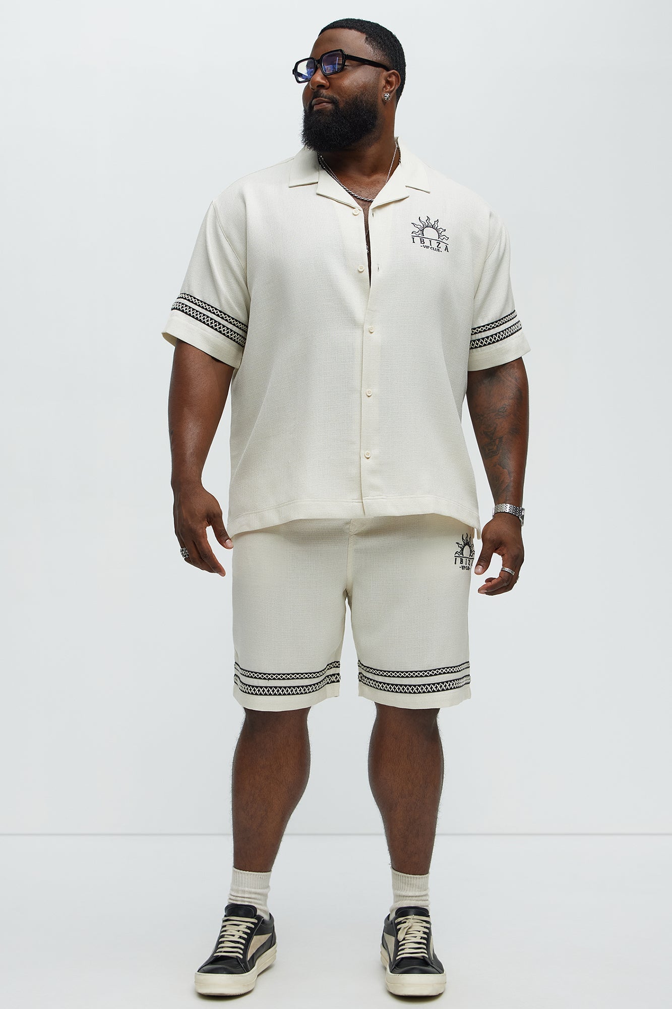 Ibiza VIP Club Linen Like Relaxed Shorts - Off White