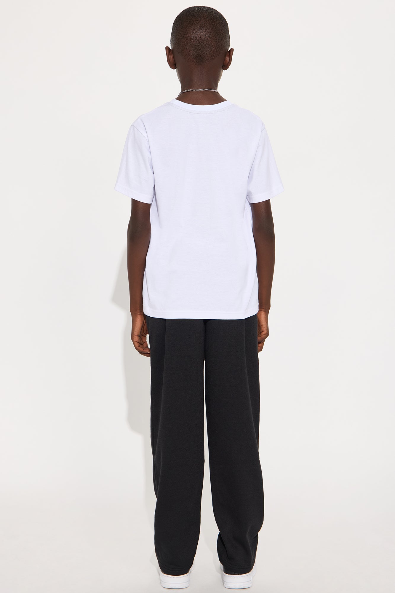 Mini Black On Black T-Shirt And Fleece Pant Set - White/Black