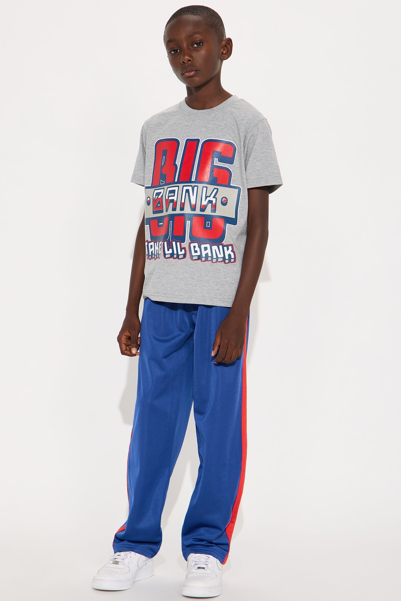 Mini Big Bank T-Shirt And Pant Set - Grey/combo