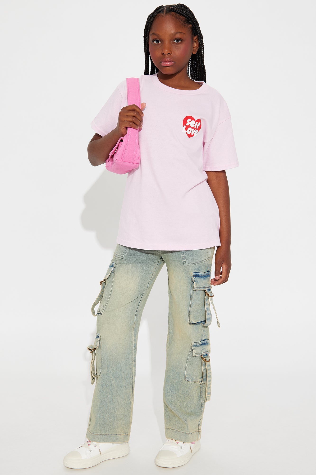 Mini Jess Dip Dyed Wide Leg Cargo Jean - Medium Wash