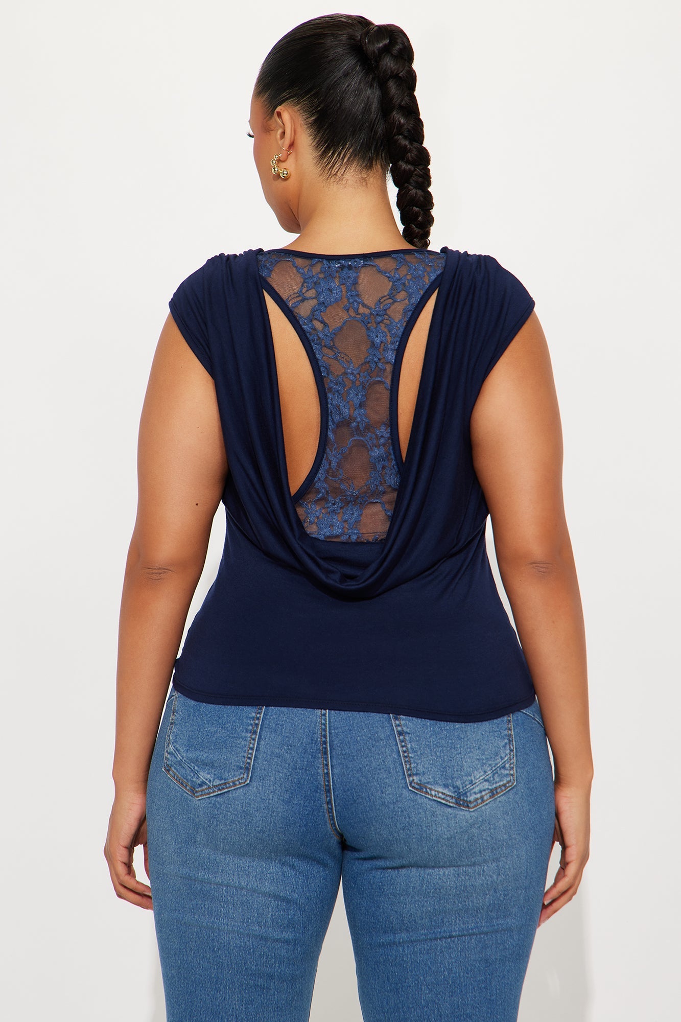 Itzel High Neck Cut Out Top - Navy