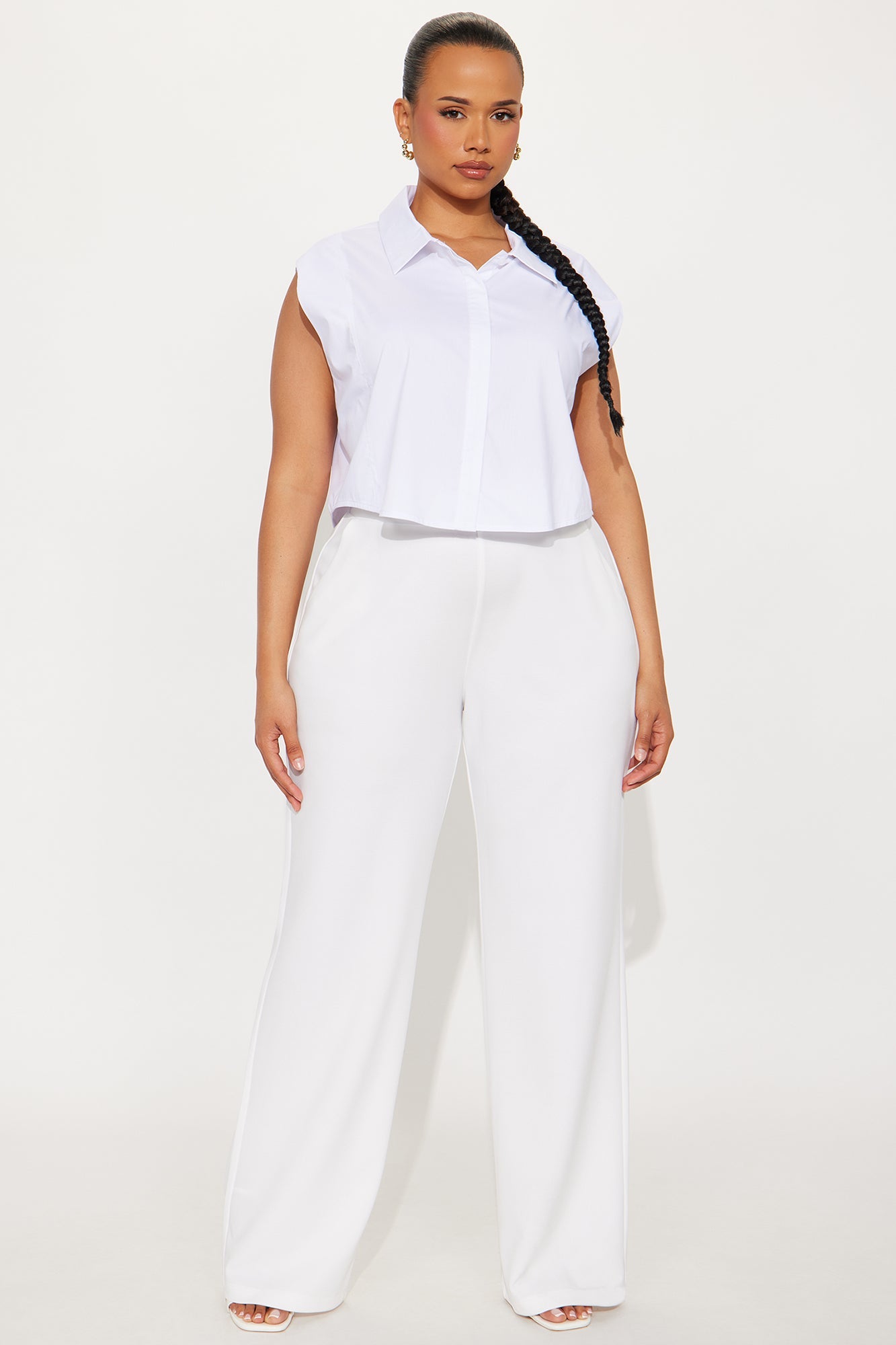 Dream Of Me Lace Up Poplin Top - White
