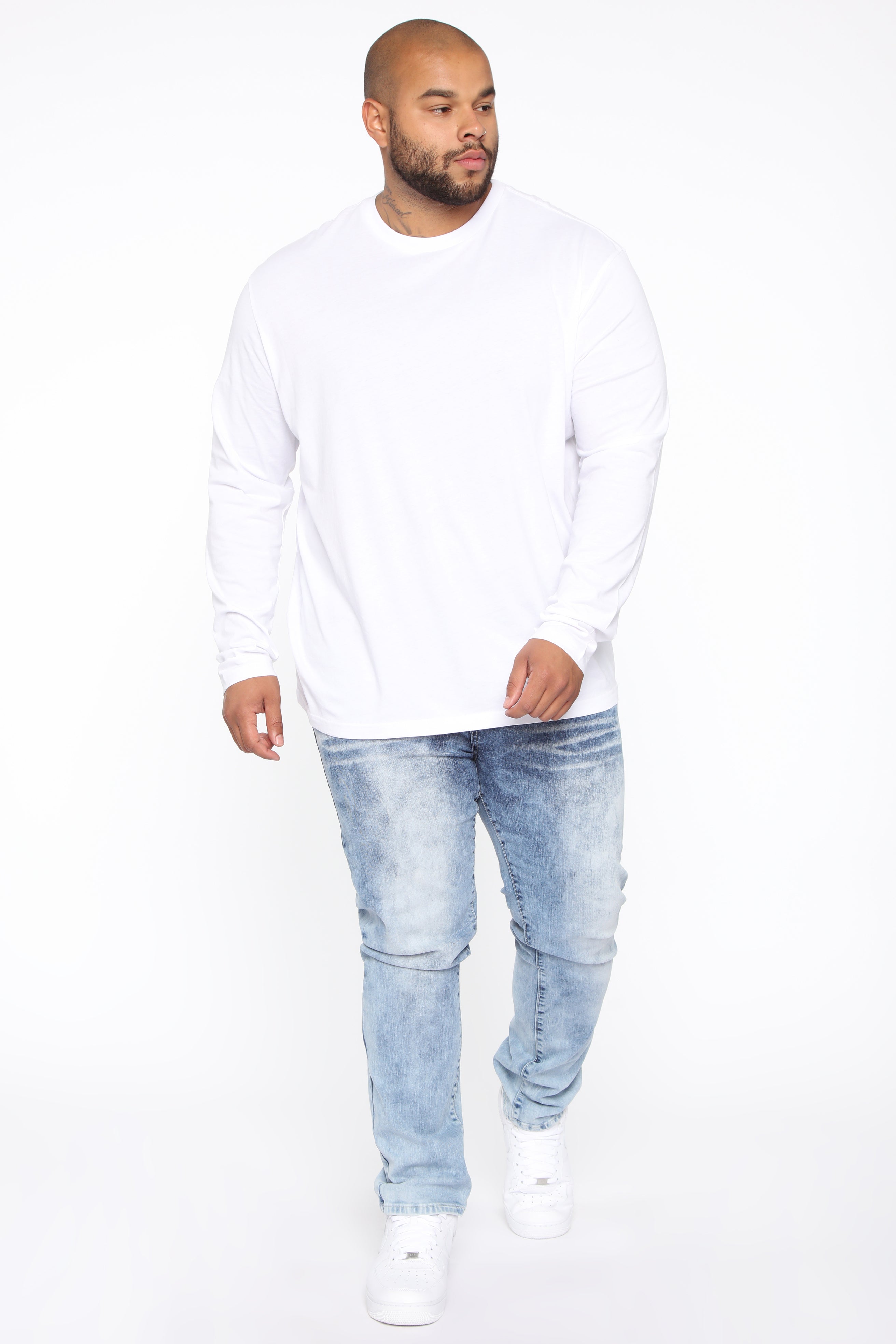 Essential Long Sleeve Crew Tee - White